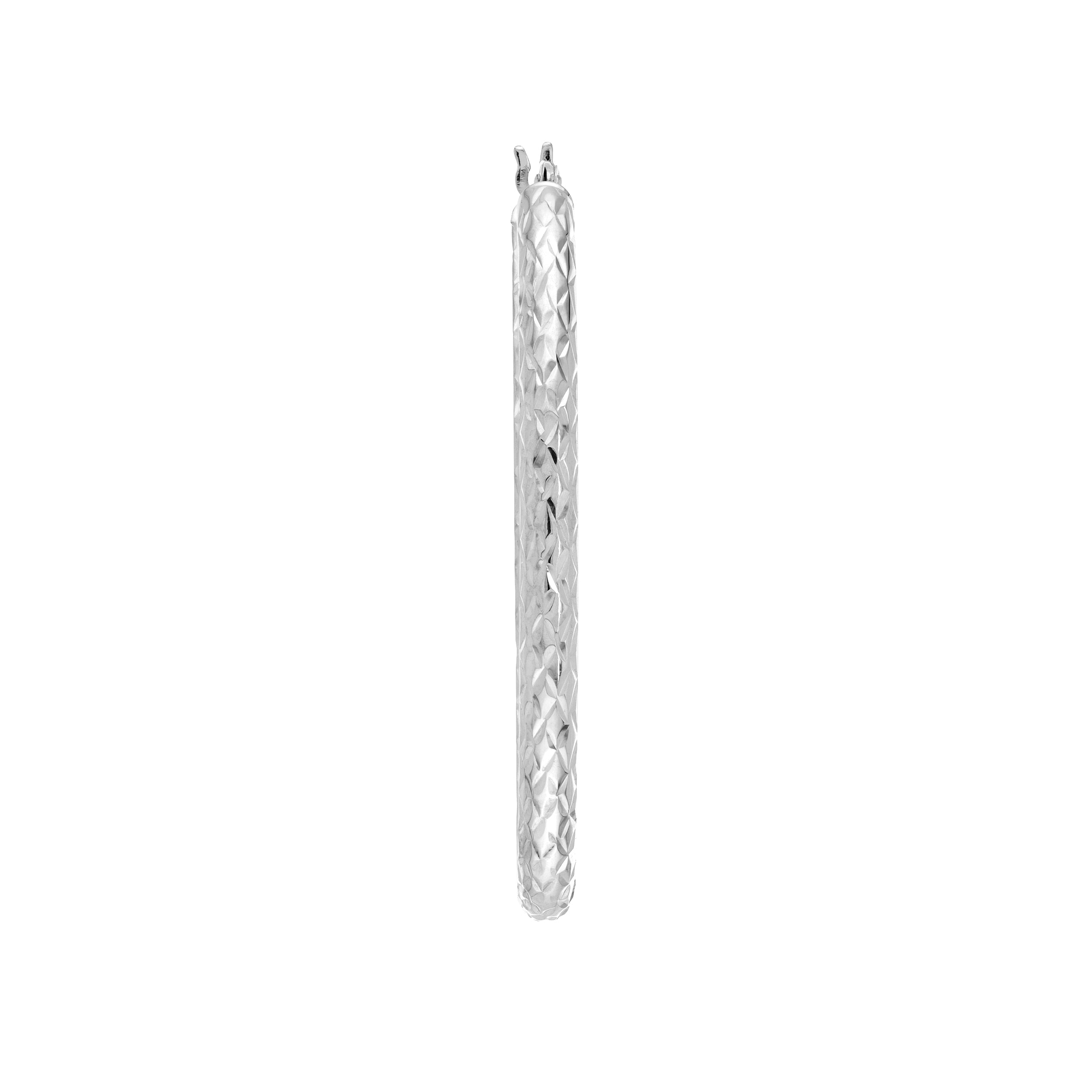 3MM X 42MM DIAMOND-CUT OVAL HOOP EARRINGS | 10K WHITE GOLD | TM008007-10B - Brownlee Jewelers