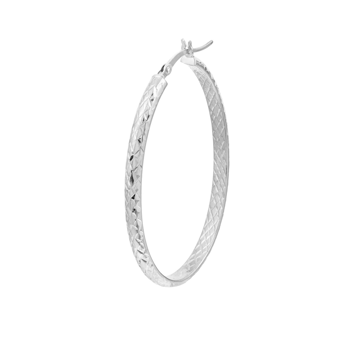3MM X 42MM DIAMOND-CUT OVAL HOOP EARRINGS | 10K WHITE GOLD | TM008007-10B - Brownlee Jewelers
