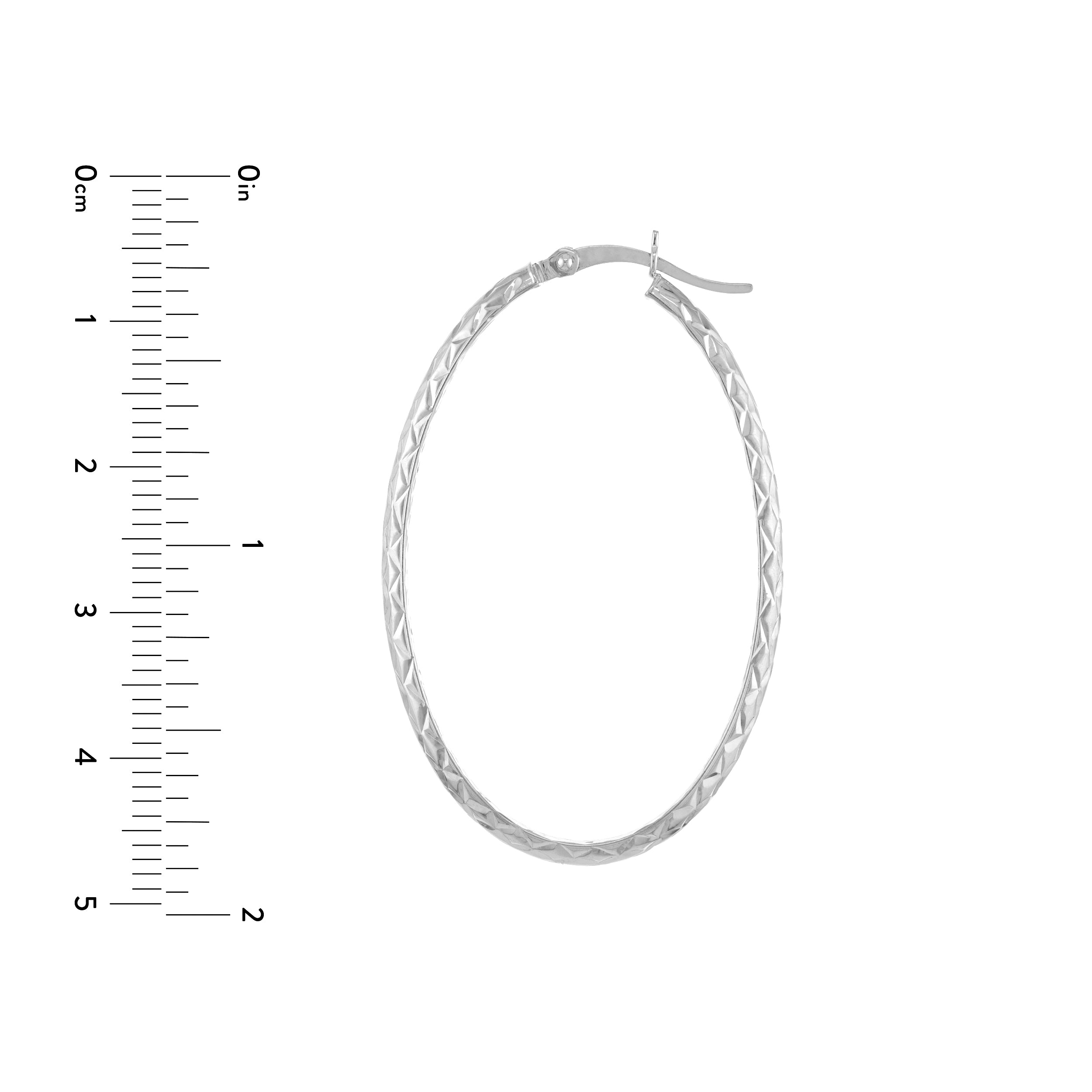 3MM X 42MM DIAMOND-CUT OVAL HOOP EARRINGS | 10K WHITE GOLD | TM008007-10B - Brownlee Jewelers