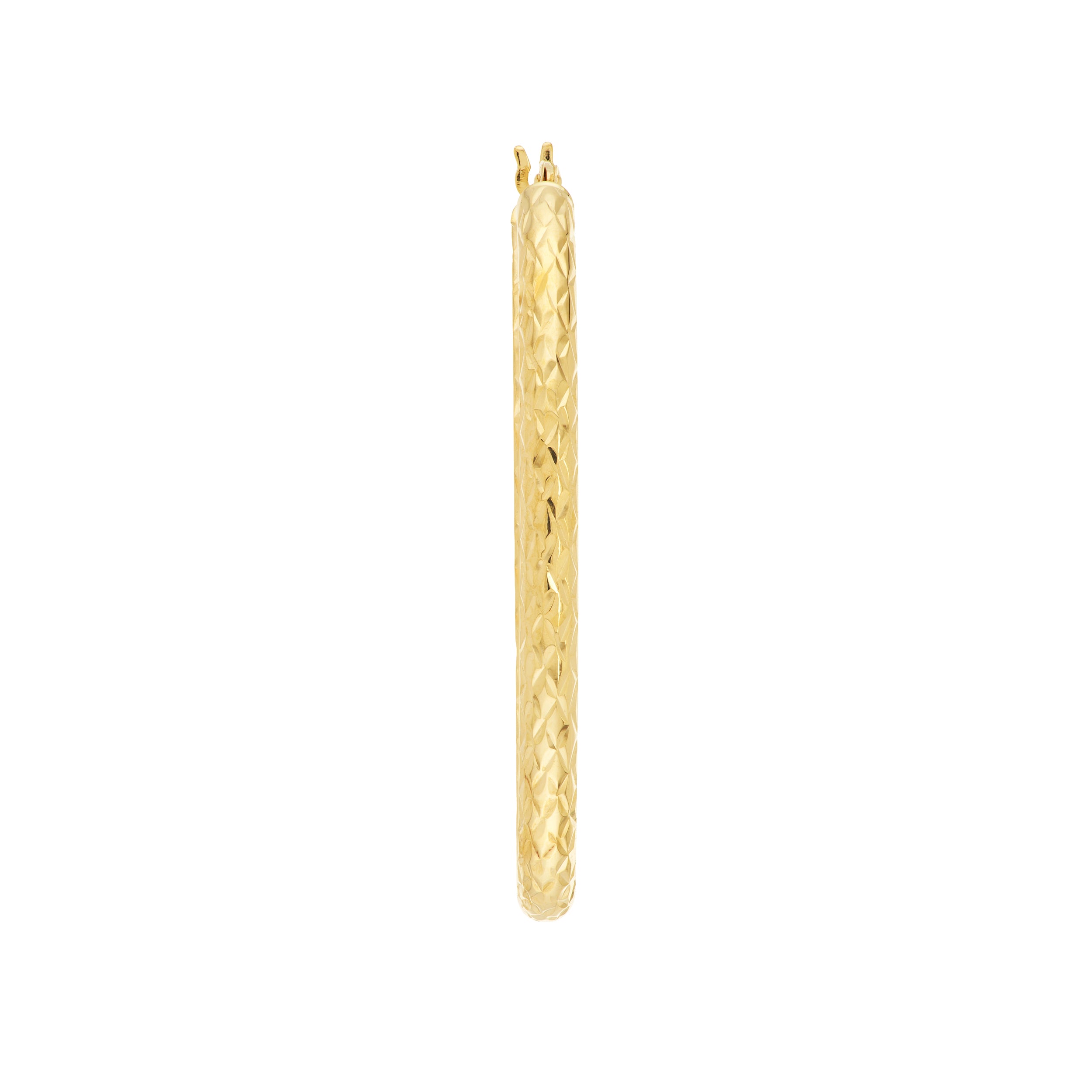 3MM X 42MM DIAMOND-CUT OVAL HOOP EARRINGS | 10K YELLOW GOLD | TM008007-10Y - Brownlee Jewelers