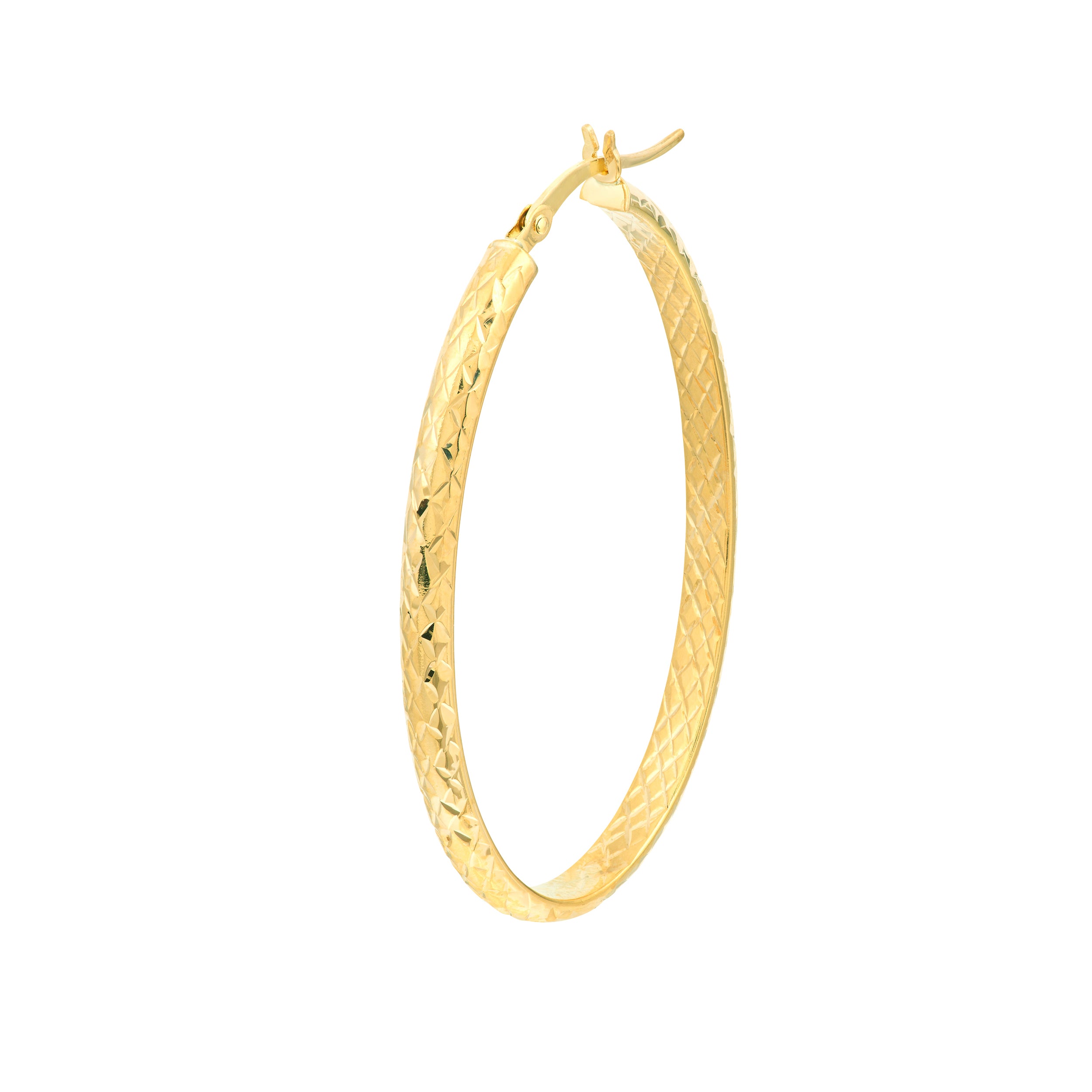 3MM X 42MM DIAMOND-CUT OVAL HOOP EARRINGS | 10K YELLOW GOLD | TM008007-10Y - Brownlee Jewelers