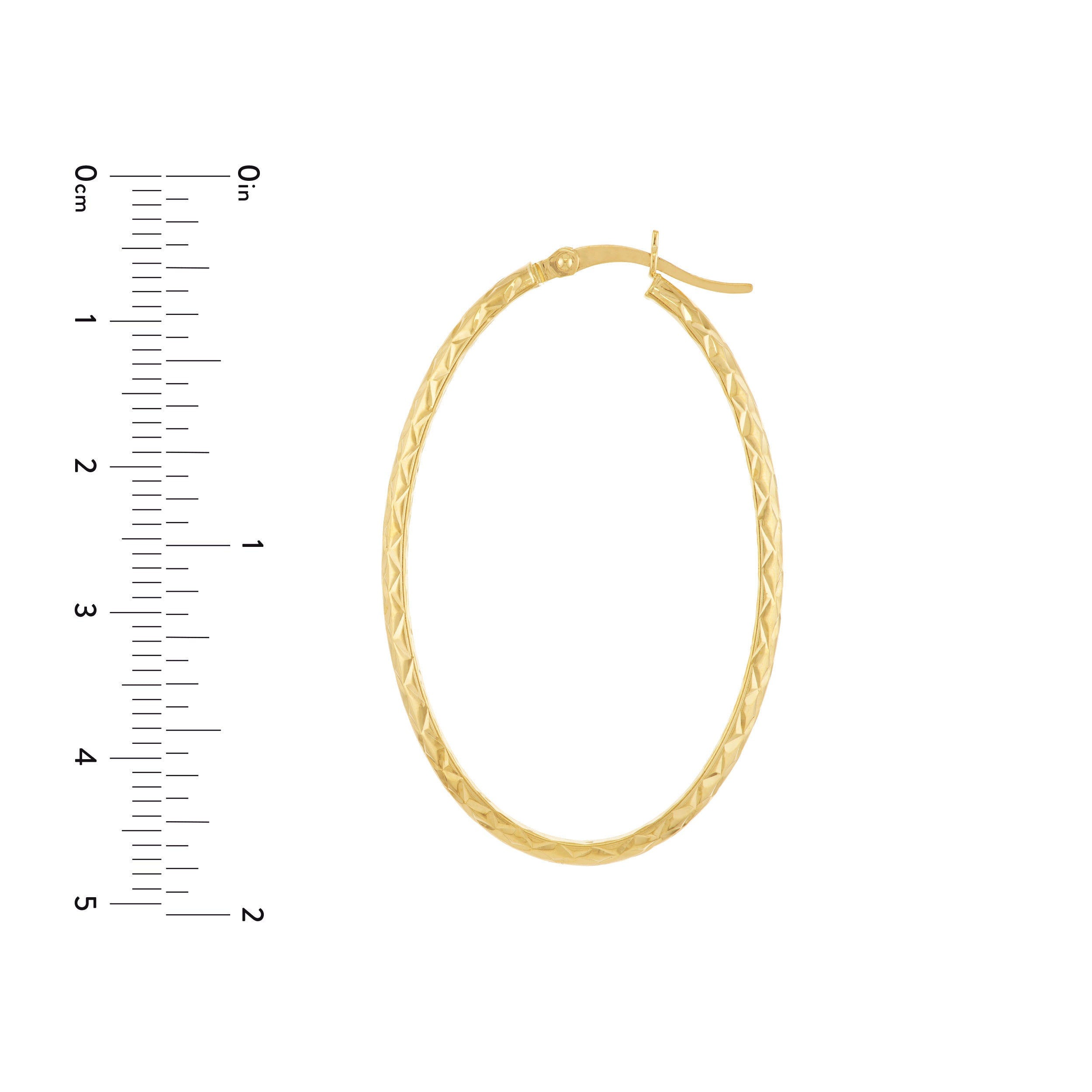 3MM X 42MM DIAMOND-CUT OVAL HOOP EARRINGS | 10K YELLOW GOLD | TM008007-10Y - Brownlee Jewelers
