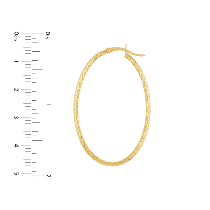 3MM X 42MM DIAMOND-CUT OVAL HOOP EARRINGS | 10K YELLOW GOLD | TM008007-10Y - Brownlee Jewelers