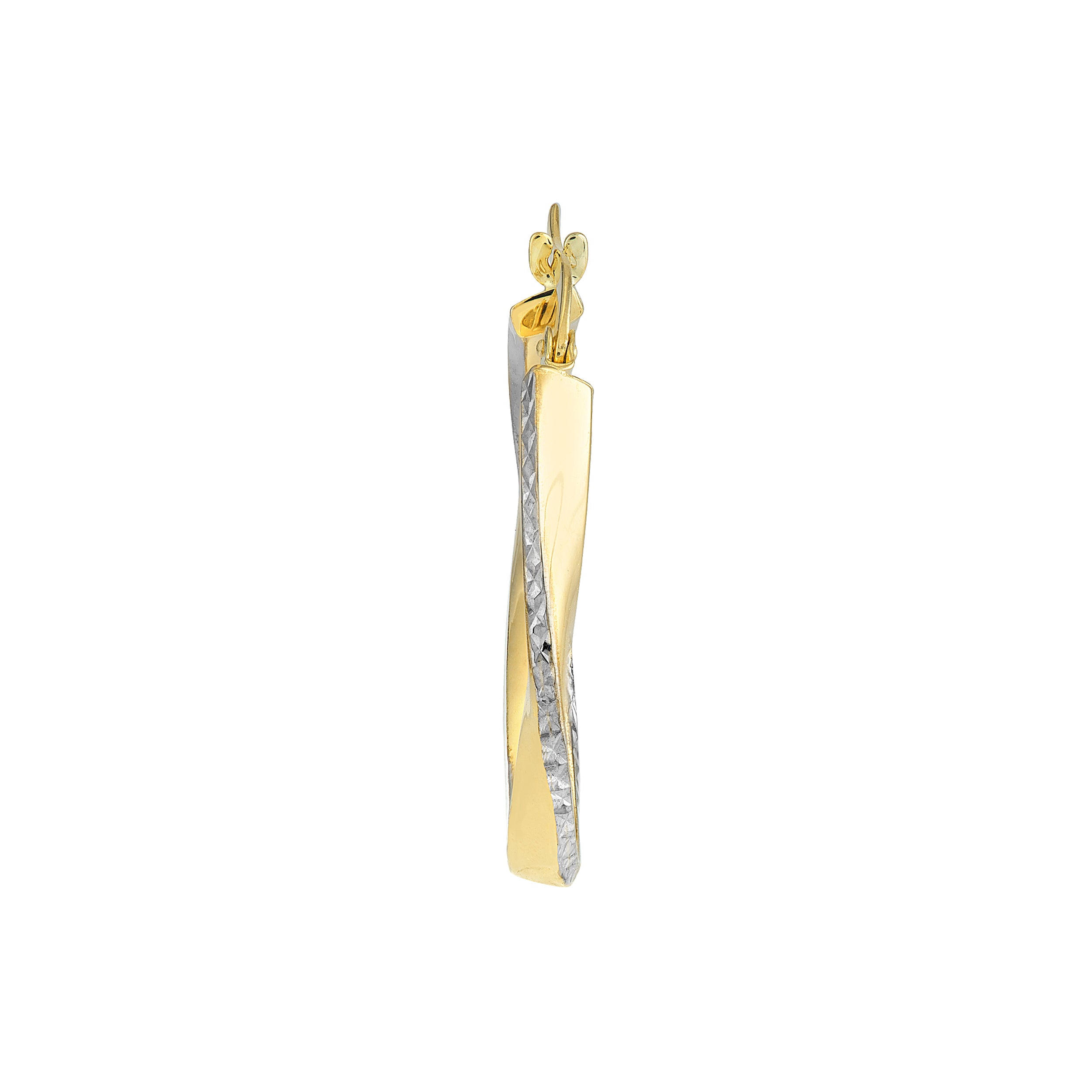 DIAMOND-CUT TWISTED ROUND HOOP EARRINGS | 10K TWO-TONE GOLD | TM008382-10YB - Brownlee Jewelers