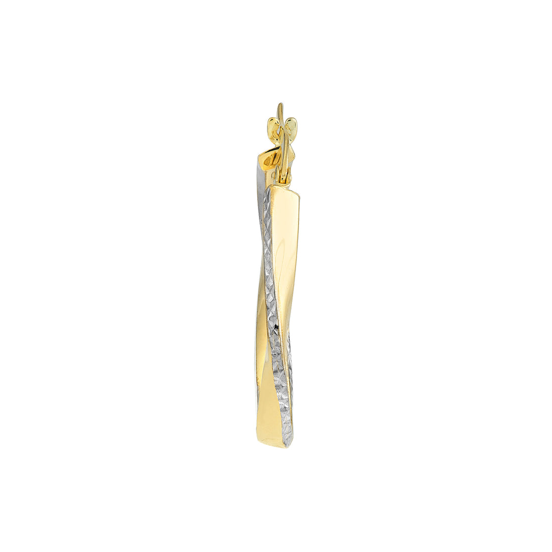 DIAMOND-CUT TWISTED ROUND HOOP EARRINGS | 10K TWO-TONE GOLD | TM008382-10YB - Brownlee Jewelers