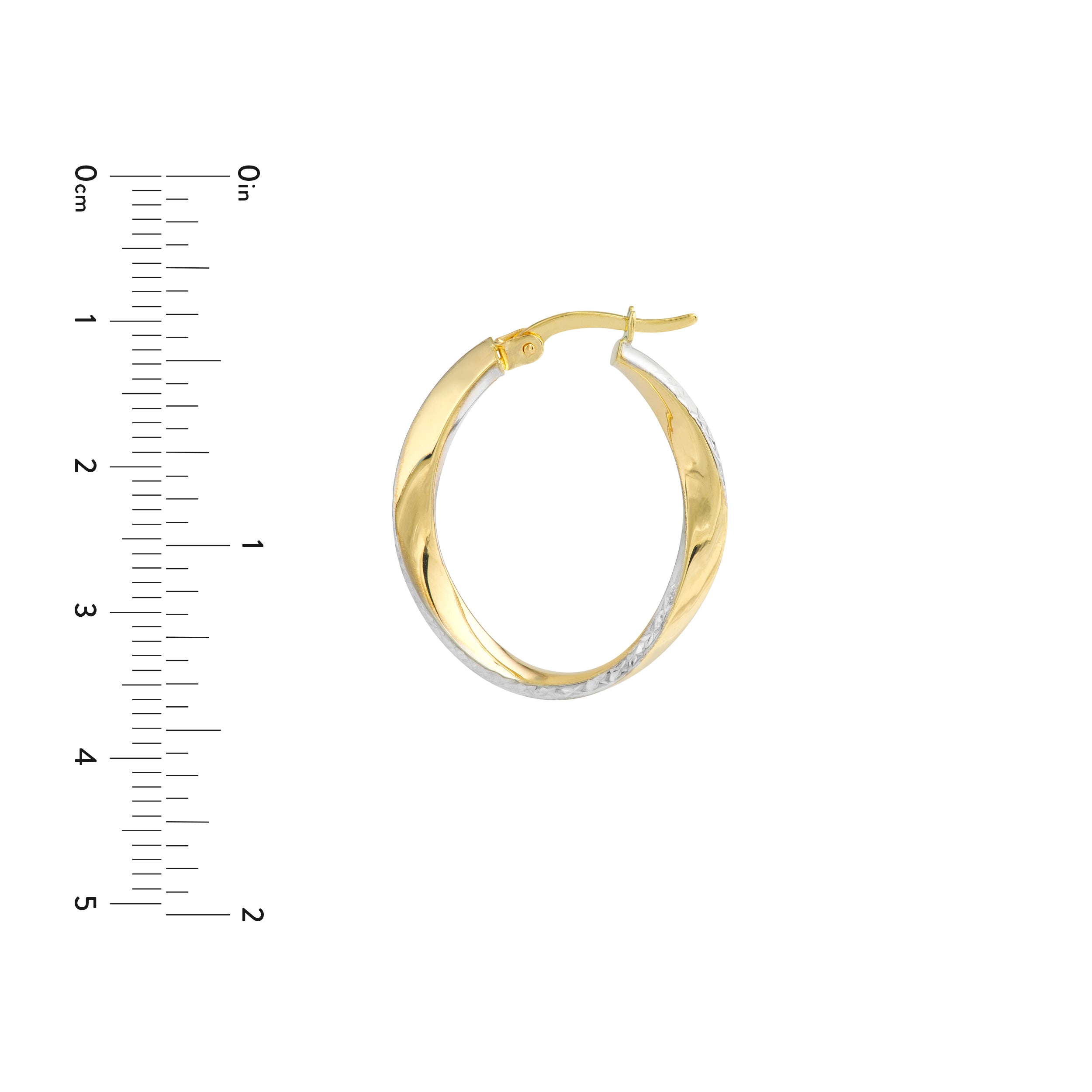 DIAMOND-CUT TWISTED ROUND HOOP EARRINGS | 10K TWO-TONE GOLD | TM008382-10YB - Brownlee Jewelers