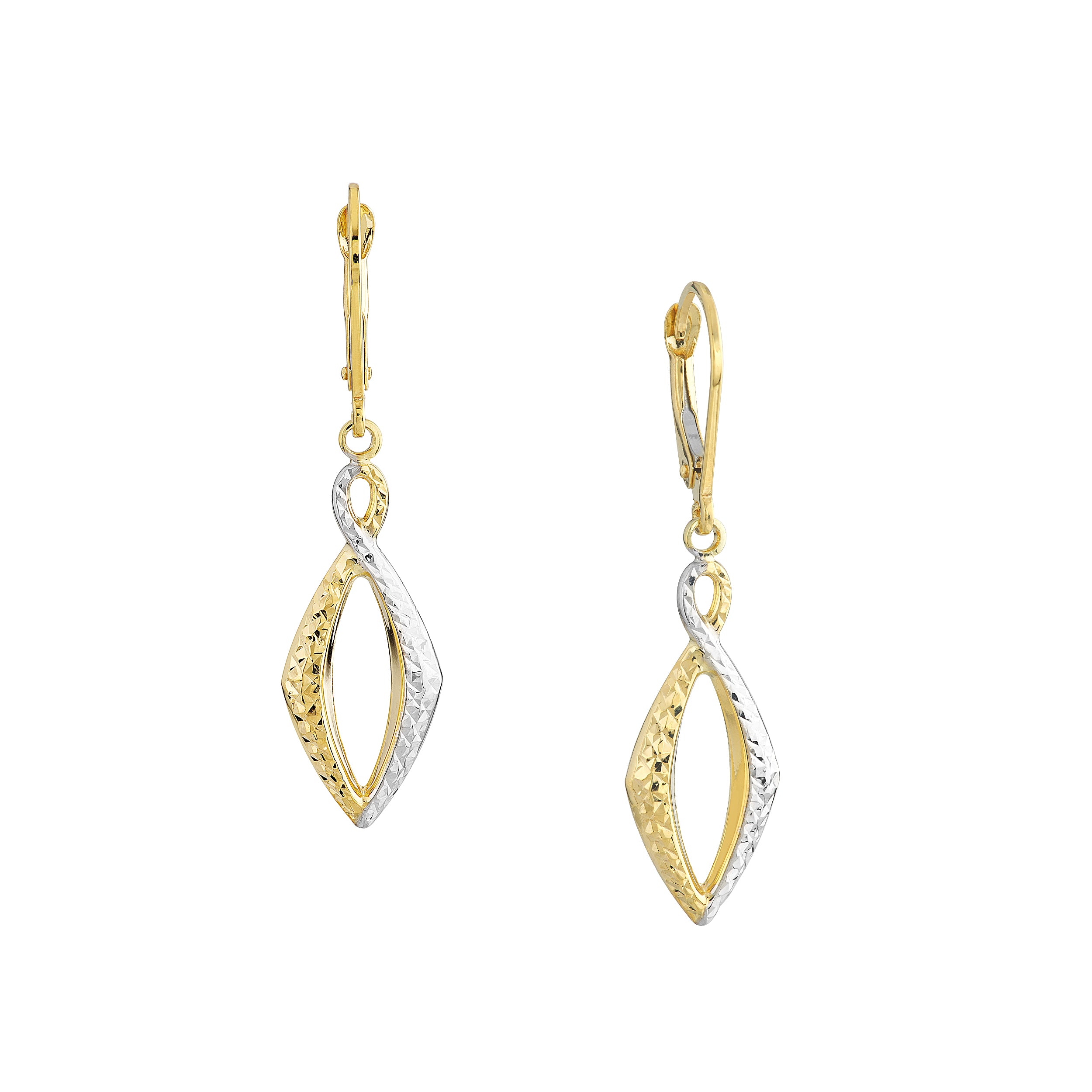 DIAMOND-CUT MARQUISE DROP DROP EARRINGS | 10K TWO-TONE GOLD | TM020966-10YB - Brownlee Jewelers