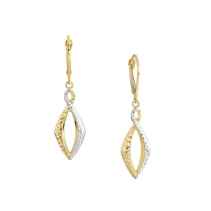 DIAMOND-CUT MARQUISE DROP DROP EARRINGS | 10K TWO-TONE GOLD | TM020966-10YB - Brownlee Jewelers