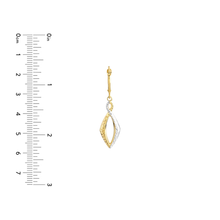 DIAMOND-CUT MARQUISE DROP DROP EARRINGS | 10K TWO-TONE GOLD | TM020966-10YB - Brownlee Jewelers