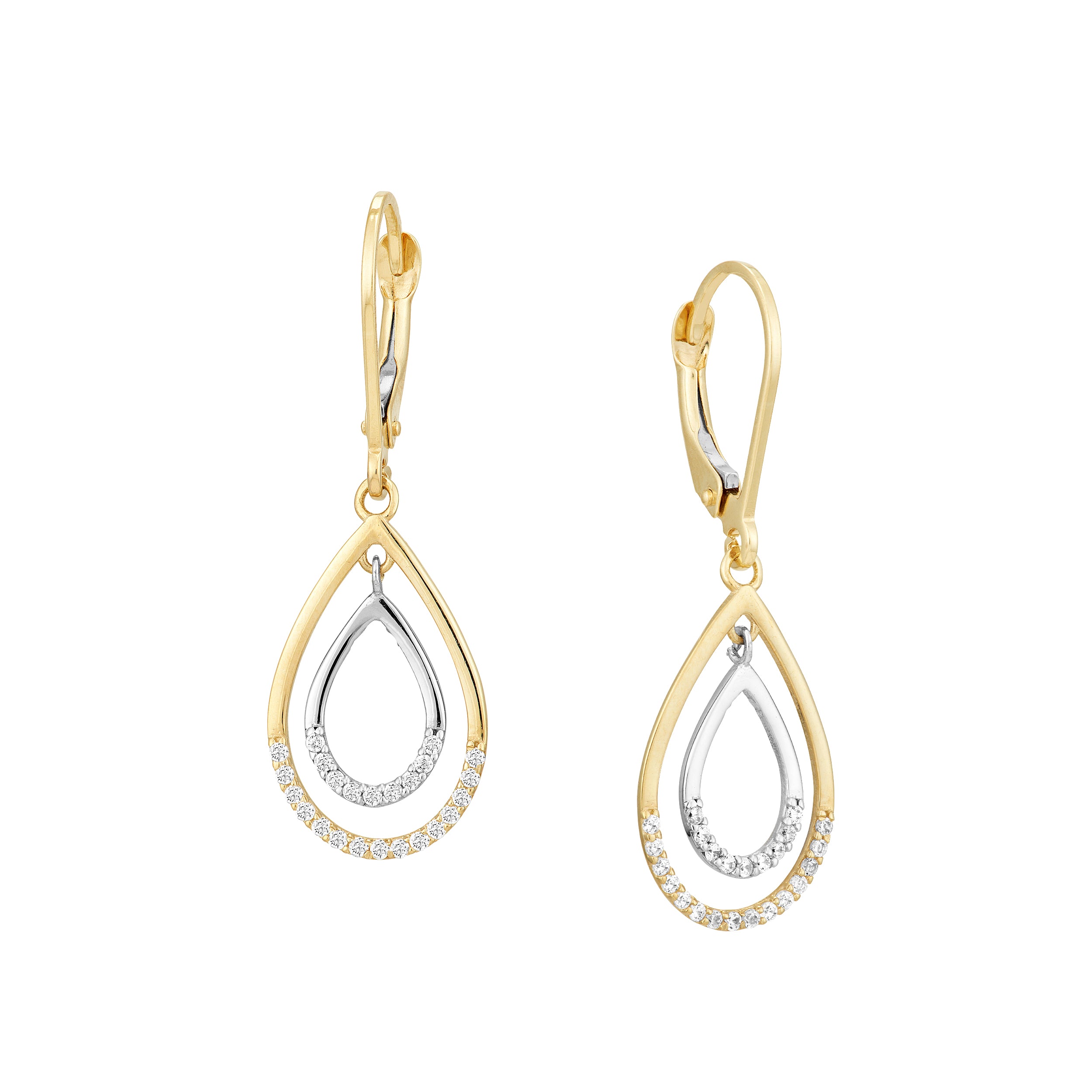 DROP CUBIC ZIRCONIA DROP EARRINGS | 10K TWO-TONE GOLD | TM020972-10YB - Brownlee Jewelers