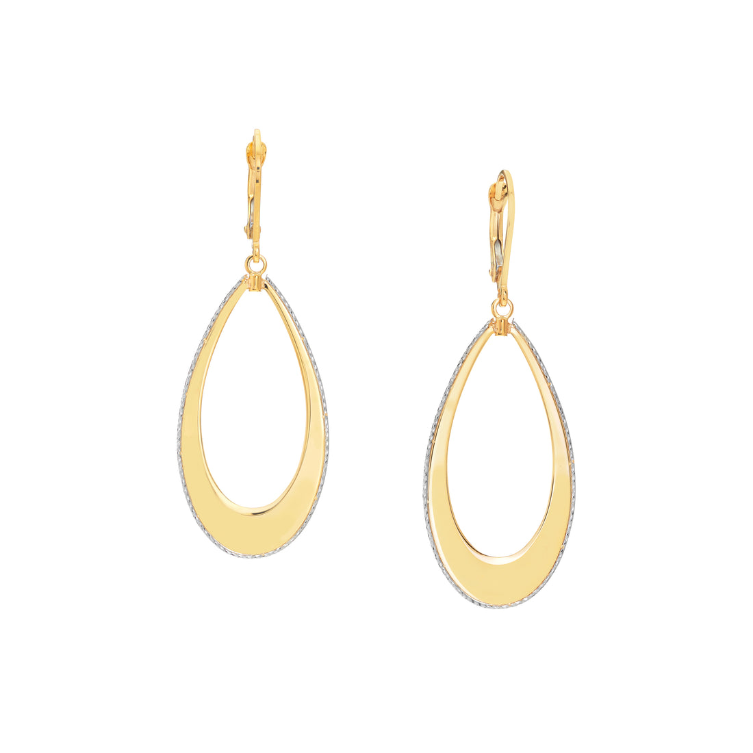 DIAMOND-CUT TEARDROP DROP DROP EARRINGS | 10K TWO-TONE GOLD | TM021603-10YB - Brownlee Jewelers