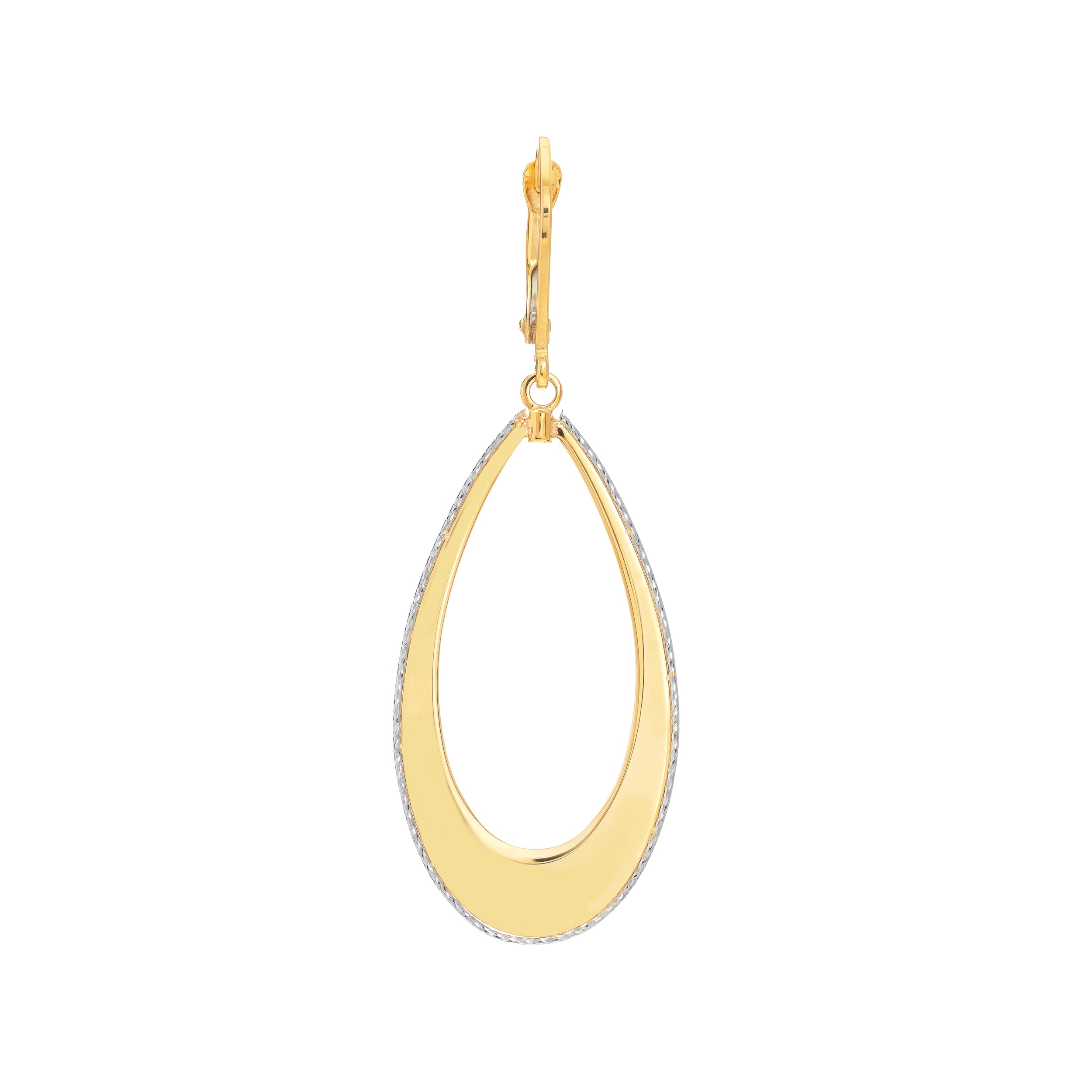 DIAMOND-CUT TEARDROP DROP DROP EARRINGS | 10K TWO-TONE GOLD | TM021603-10YB - Brownlee Jewelers