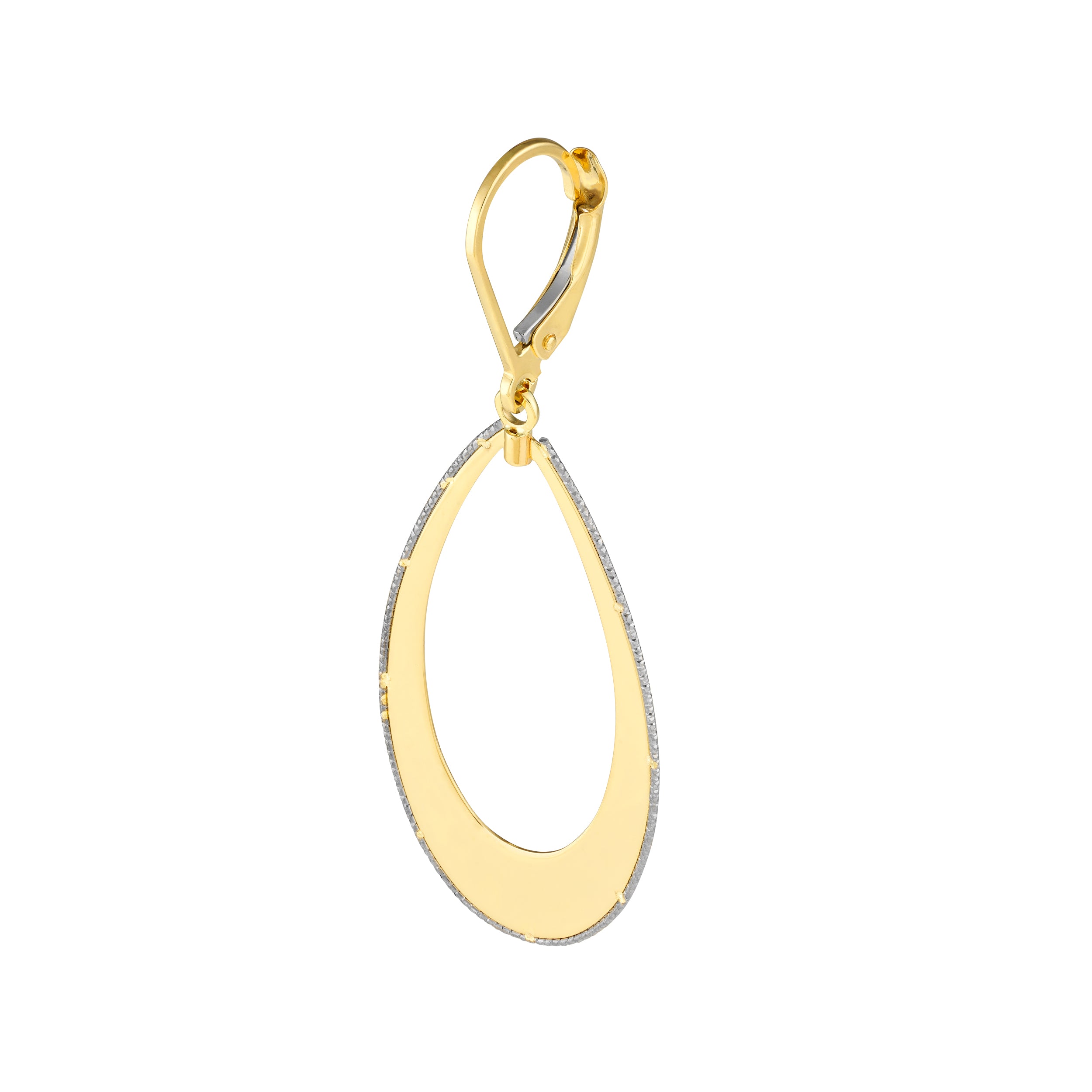 DIAMOND-CUT TEARDROP DROP DROP EARRINGS | 10K TWO-TONE GOLD | TM021603-10YB - Brownlee Jewelers