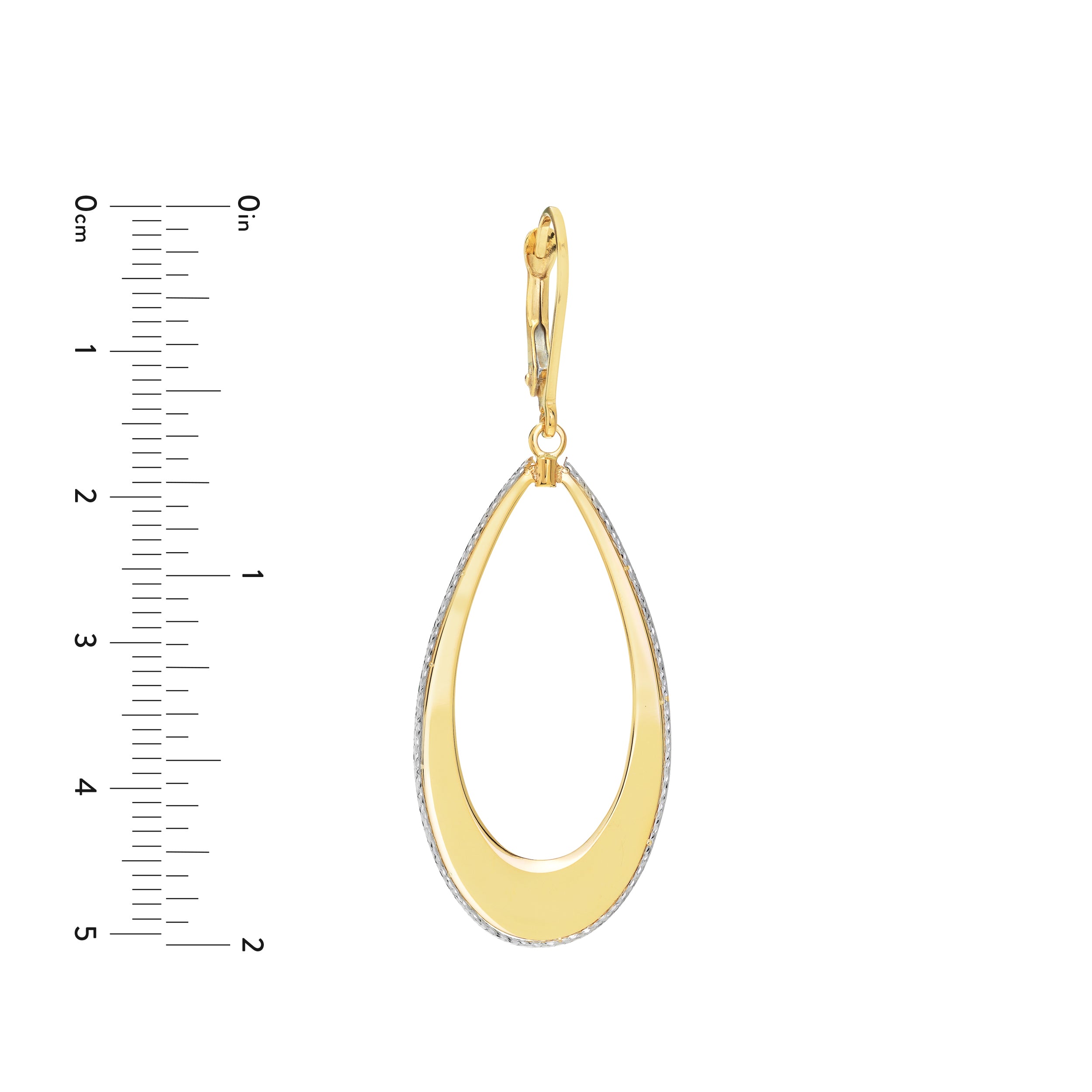 DIAMOND-CUT TEARDROP DROP DROP EARRINGS | 10K TWO-TONE GOLD | TM021603-10YB - Brownlee Jewelers