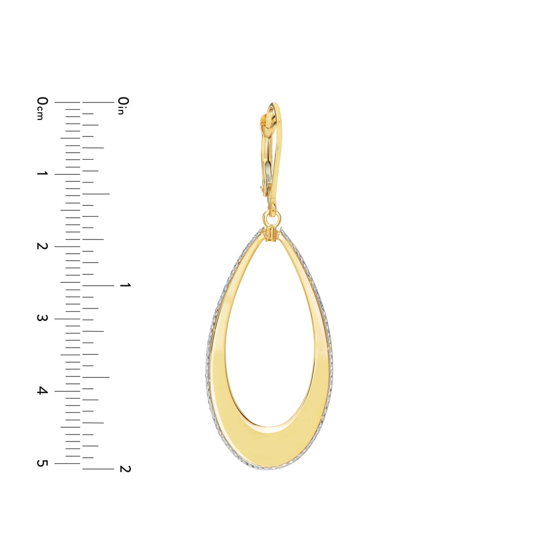 DIAMOND-CUT TEARDROP DROP DROP EARRINGS | 10K TWO-TONE GOLD | TM021603-10YB - Brownlee Jewelers