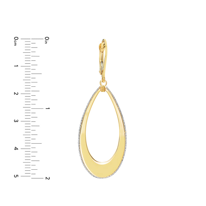 DIAMOND-CUT TEARDROP DROP DROP EARRINGS | 10K TWO-TONE GOLD | TM021603-10YB - Brownlee Jewelers