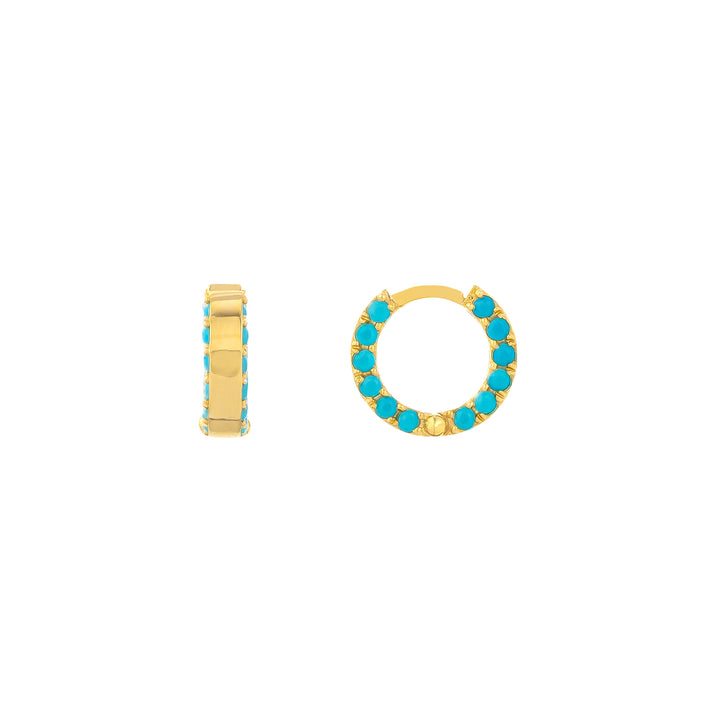 10MM TURQUOISE HUGGIE EARRINGS | 14K YELLOW GOLD | TM022371-14Y - Brownlee Jewelers