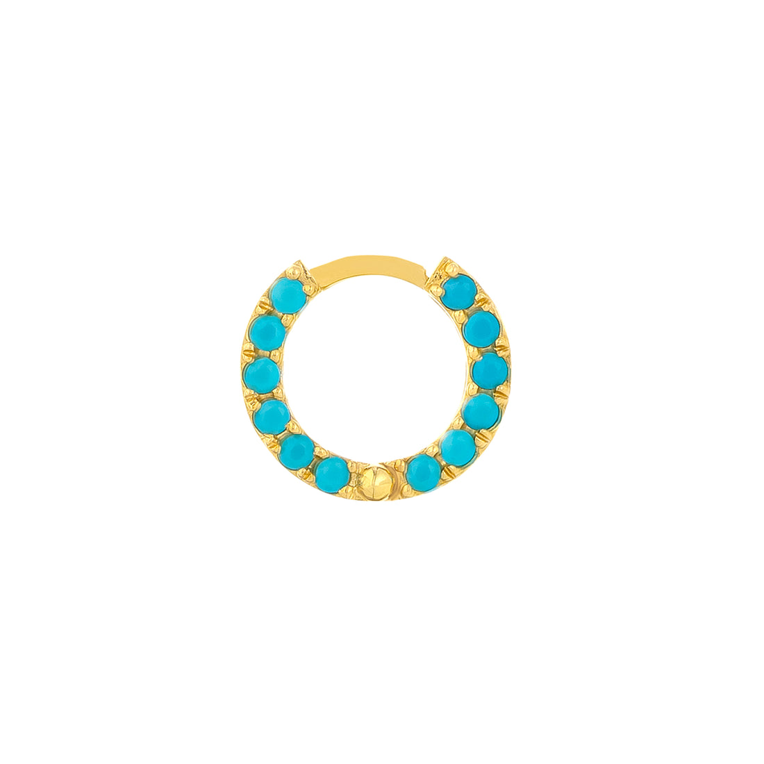 10MM TURQUOISE HUGGIE EARRINGS | 14K YELLOW GOLD | TM022371-14Y - Brownlee Jewelers