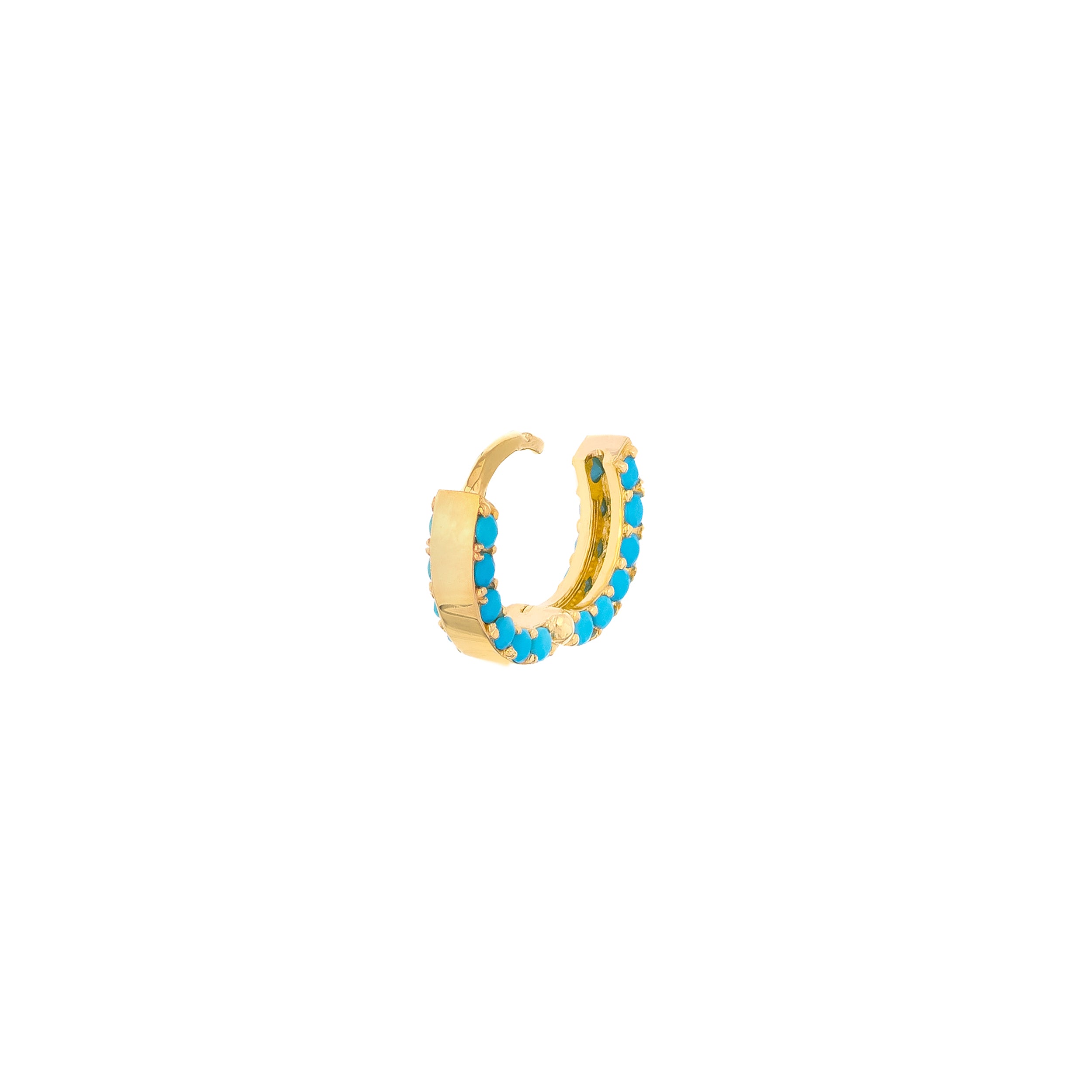 10MM TURQUOISE HUGGIE EARRINGS | 14K YELLOW GOLD | TM022371-14Y - Brownlee Jewelers