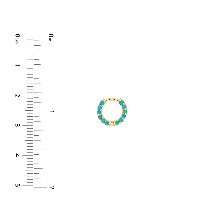 10MM TURQUOISE HUGGIE EARRINGS | 14K YELLOW GOLD | TM022371-14Y - Brownlee Jewelers