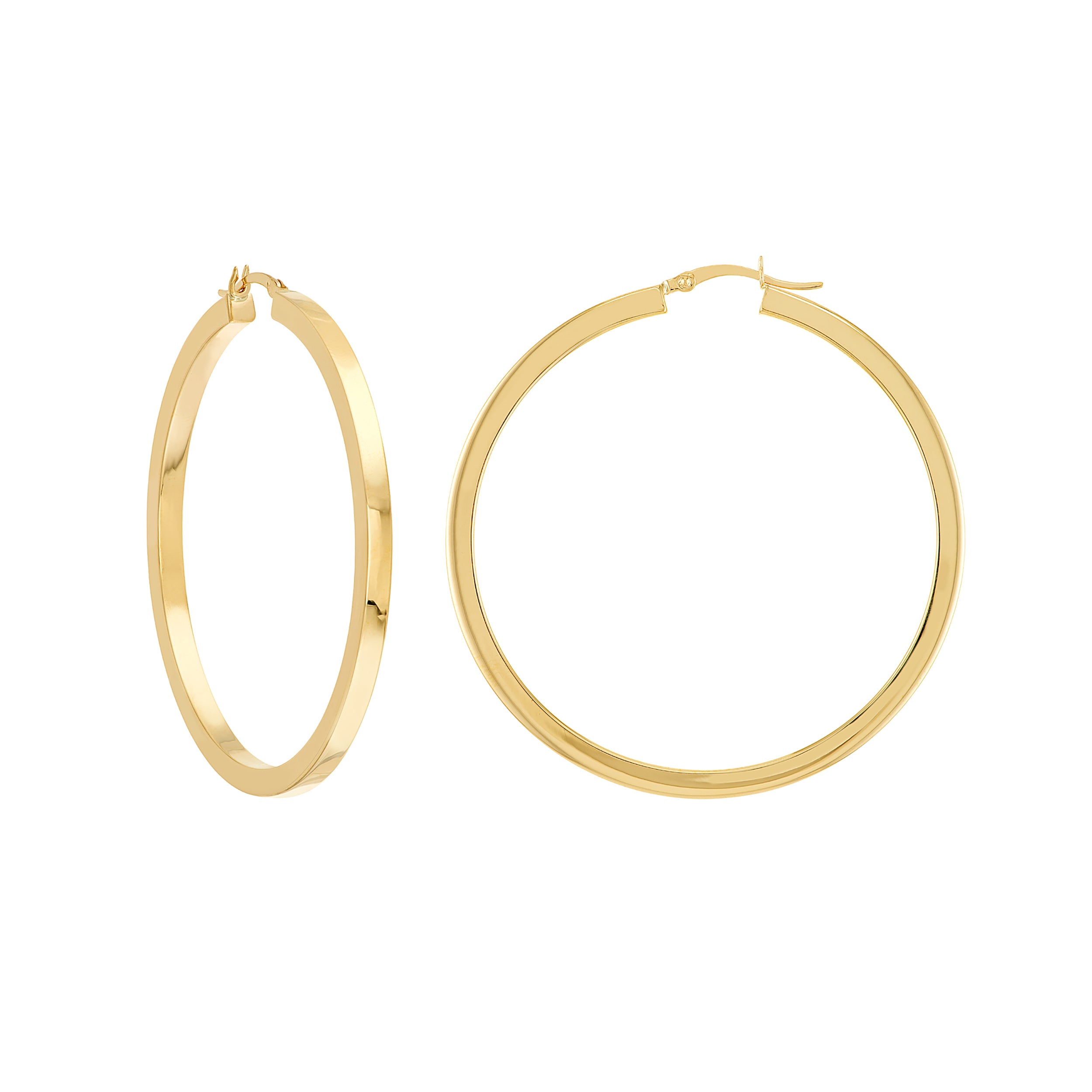 3MM X 50MM SQUARE ROUND HOOP EARRINGS | 14K YELLOW GOLD | TM022374-14Y - Brownlee Jewelers