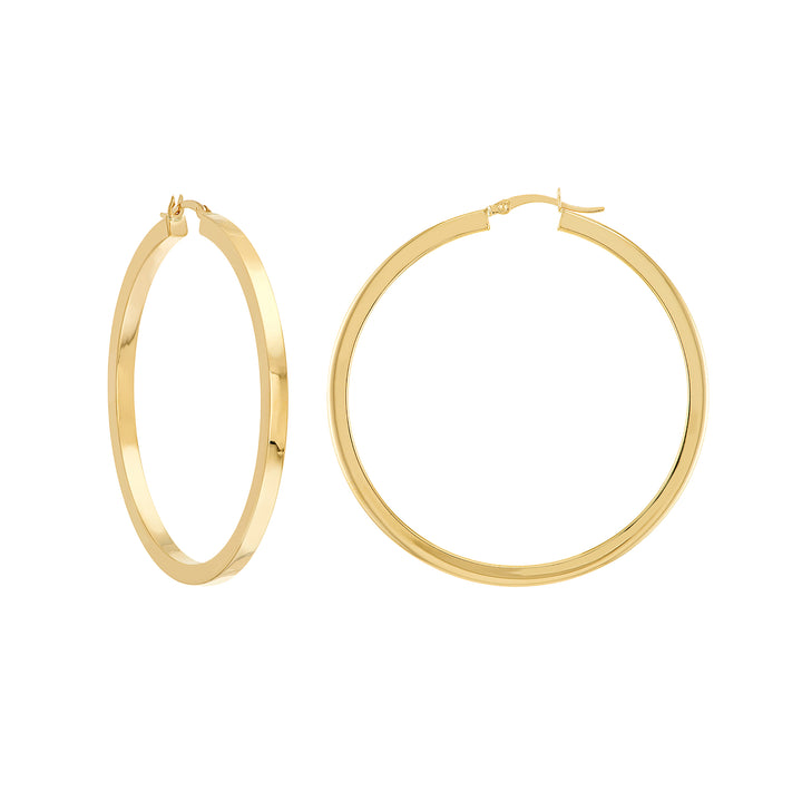 3MM X 50MM SQUARE ROUND HOOP EARRINGS | 14K YELLOW GOLD | TM022374-14Y - Brownlee Jewelers