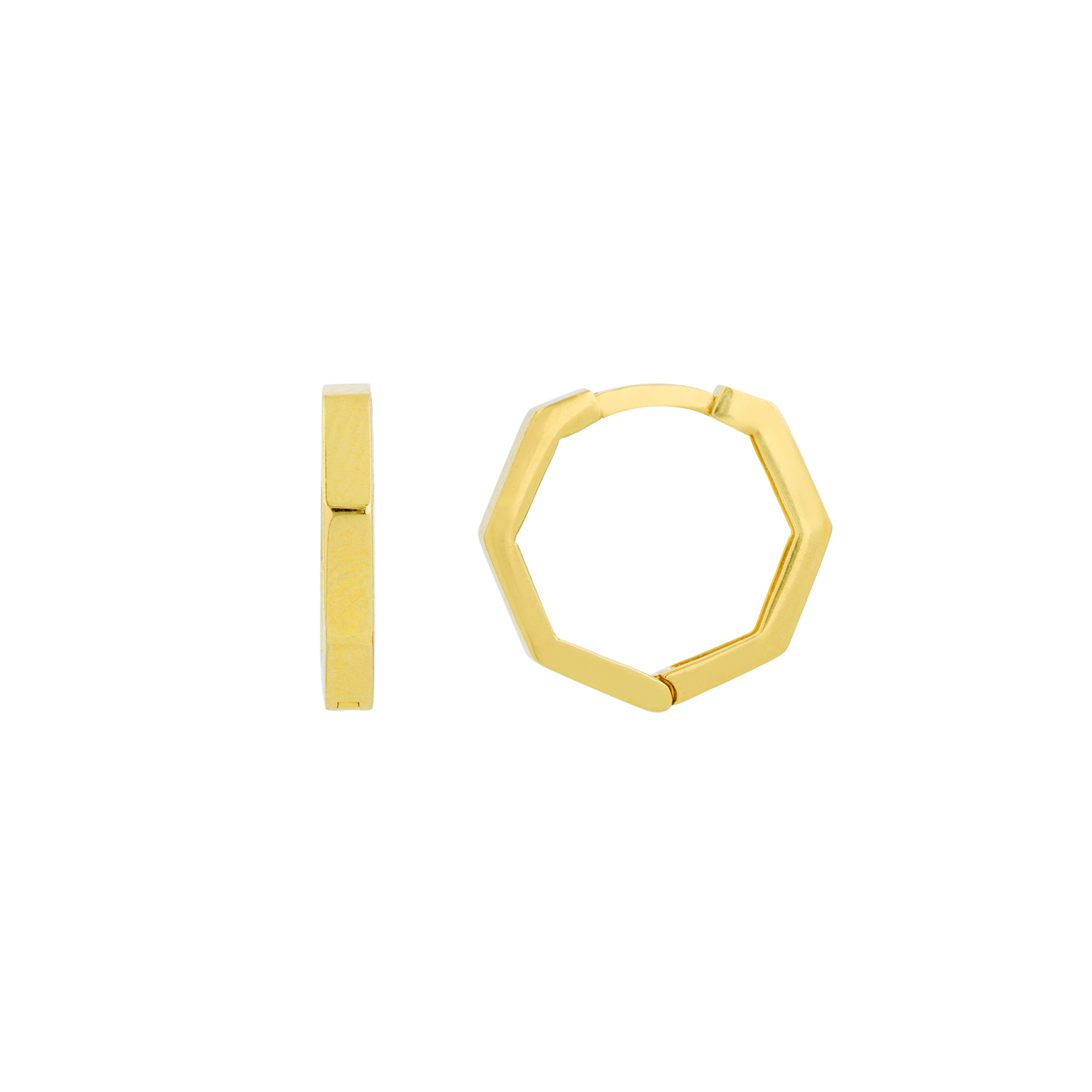 HEXAGON HUGGIE EARRINGS | 14K YELLOW GOLD | TM022655-14Y - Brownlee Jewelers
