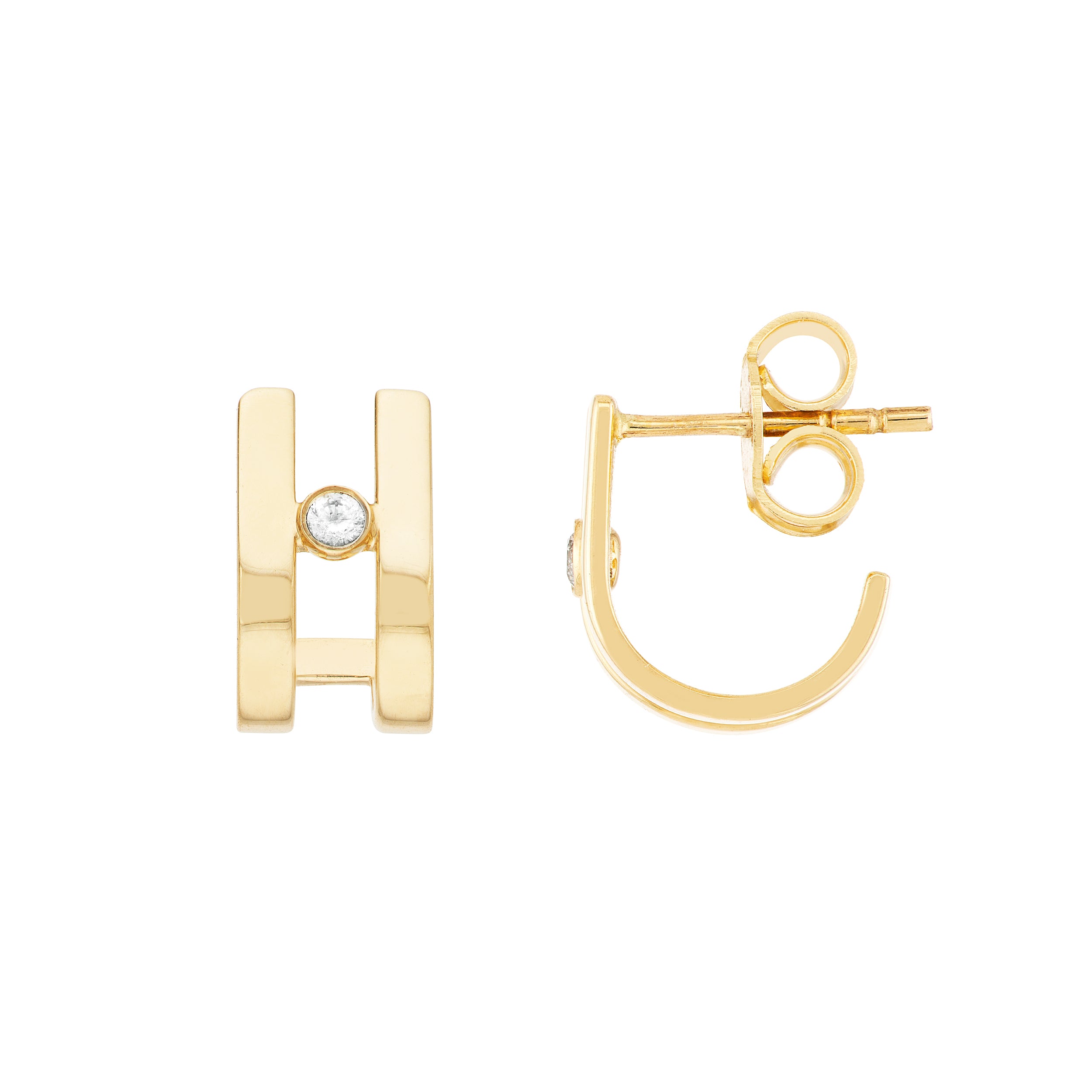 DIAMOND HUGGIE EARRINGS | 14K YELLOW GOLD | TM023023-14Y - Brownlee Jewelers