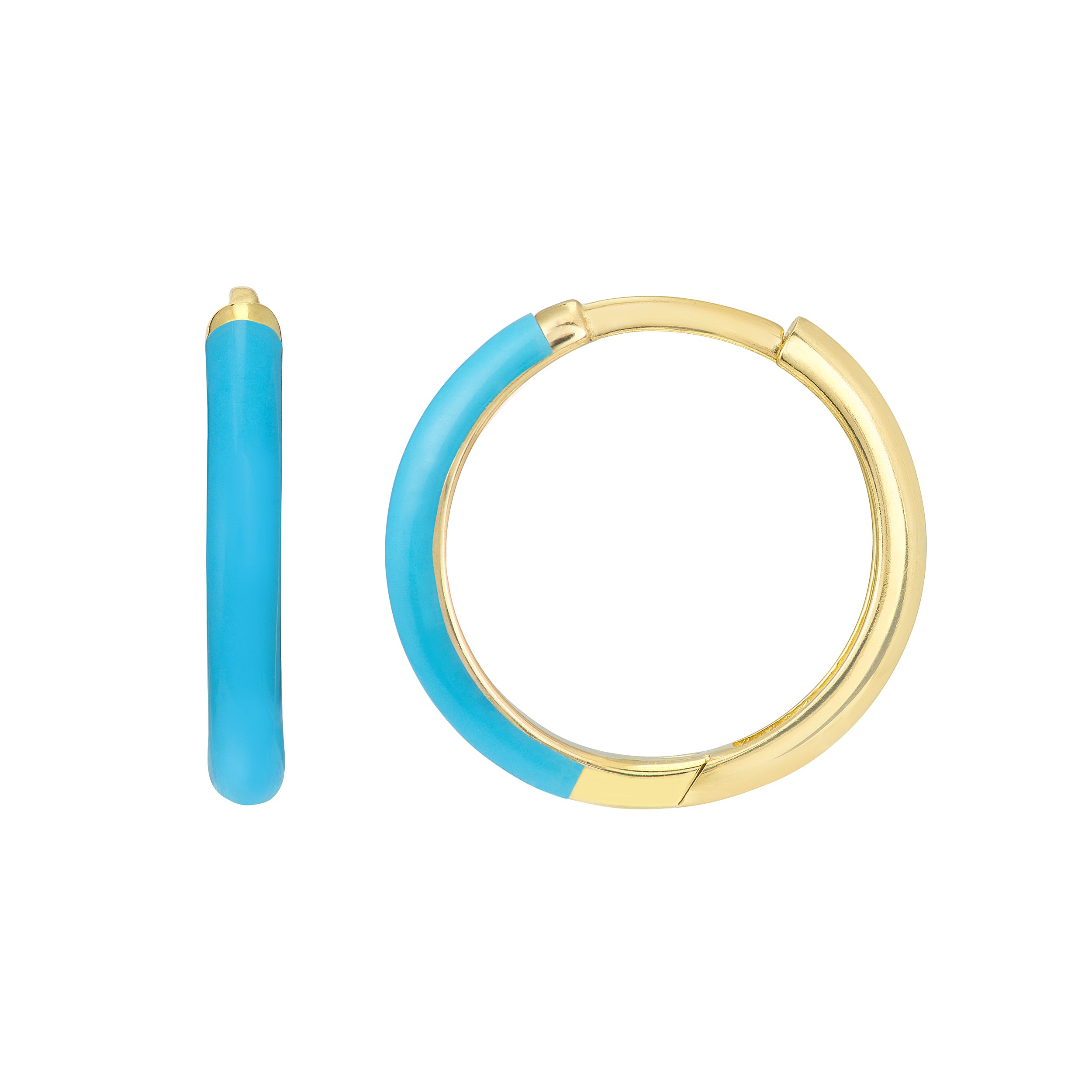 NEON BLUE ENAMEL HOOP EARRINGS | 14K YELLOW GOLD | TM023385-14Y - Brownlee Jewelers