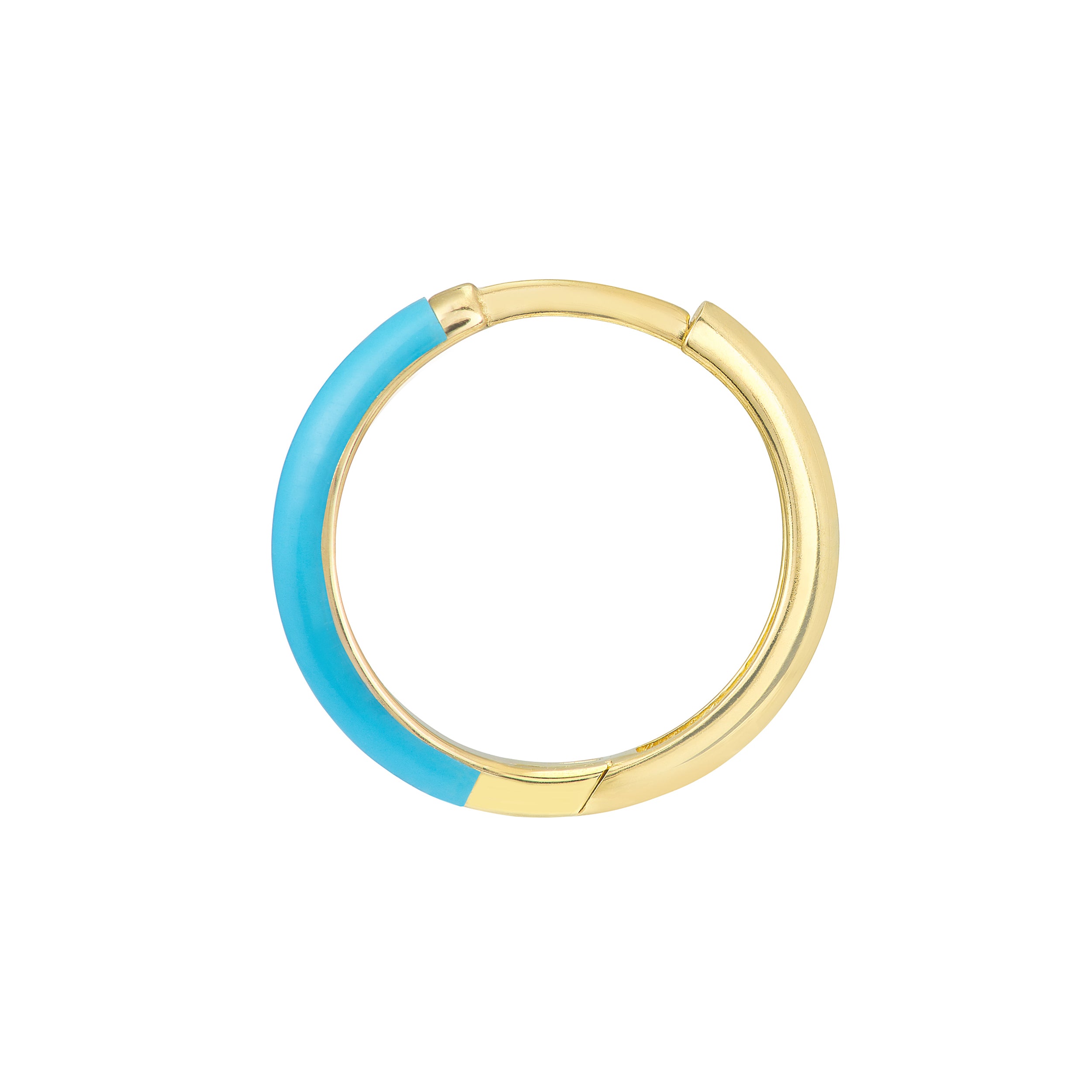 NEON BLUE ENAMEL HOOP EARRINGS | 14K YELLOW GOLD | TM023385-14Y - Brownlee Jewelers