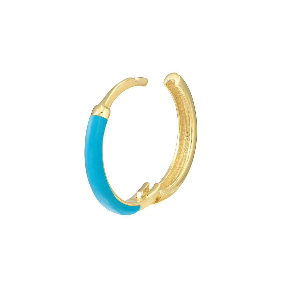 NEON BLUE ENAMEL HOOP EARRINGS | 14K YELLOW GOLD | TM023385-14Y - Brownlee Jewelers