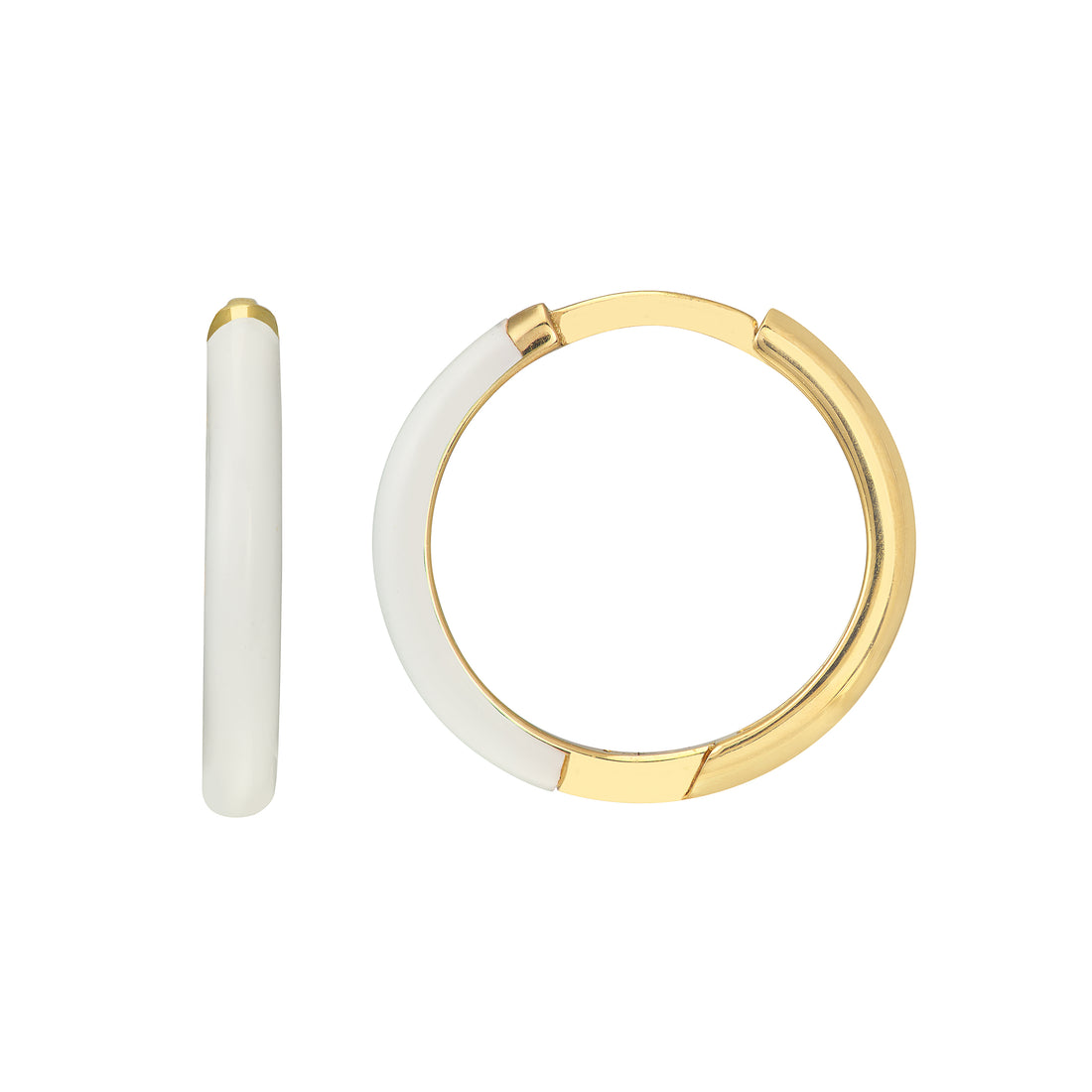 WHITE ENAMEL HOOP EARRINGS | 14K YELLOW GOLD | TM023390-14YDISC - Brownlee Jewelers