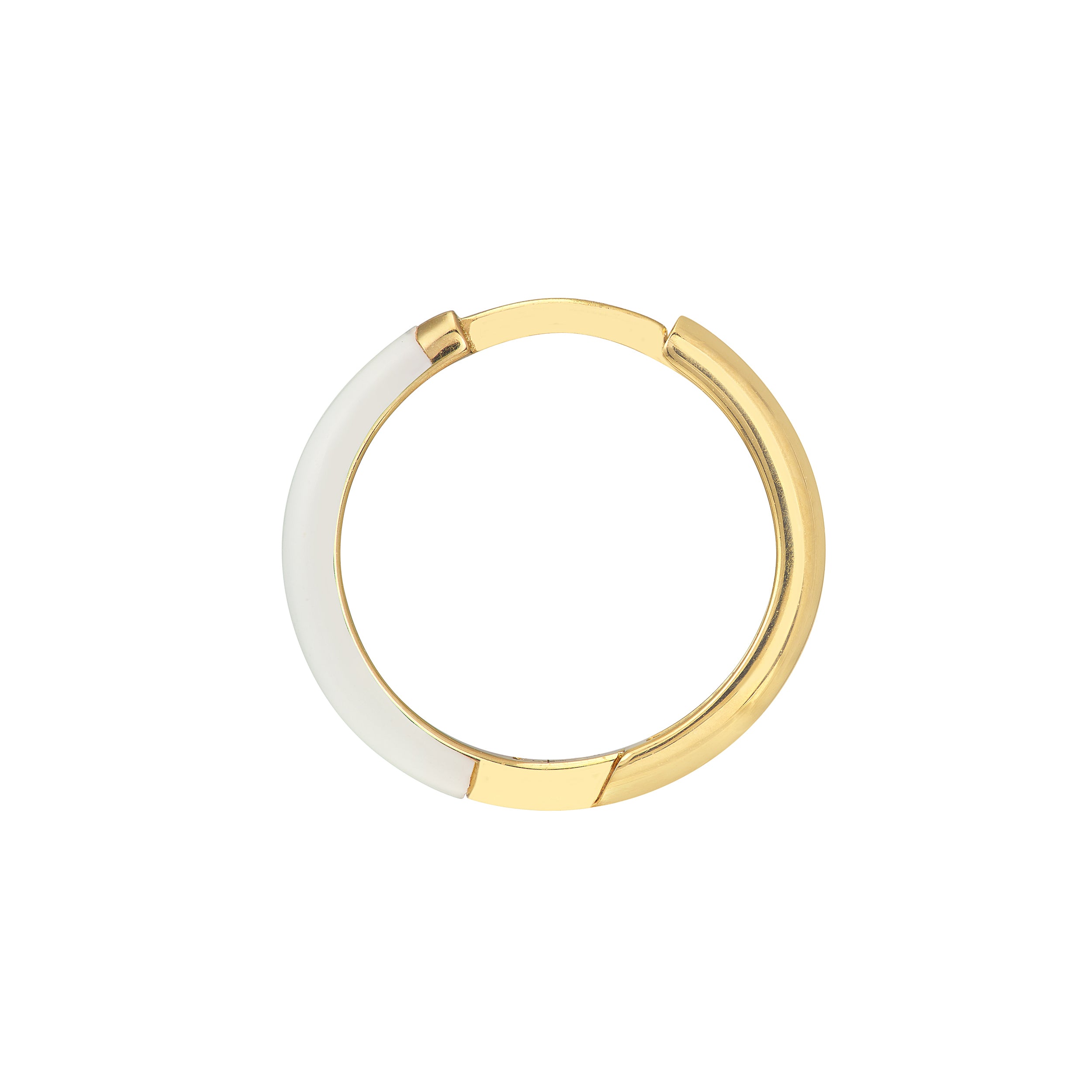 WHITE ENAMEL HOOP EARRINGS | 14K YELLOW GOLD | TM023390-14YDISC - Brownlee Jewelers