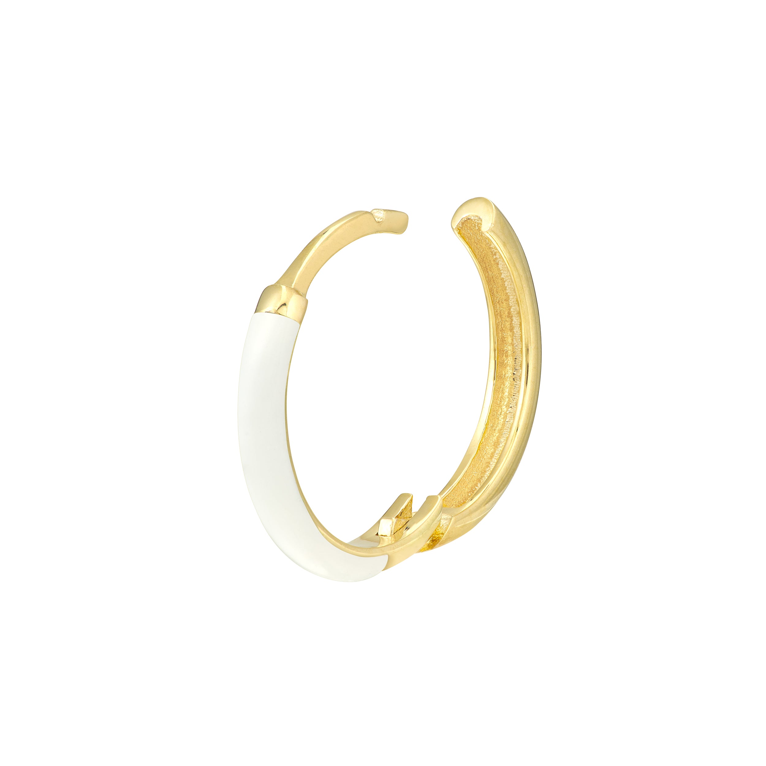 WHITE ENAMEL HOOP EARRINGS | 14K YELLOW GOLD | TM023390-14YDISC - Brownlee Jewelers