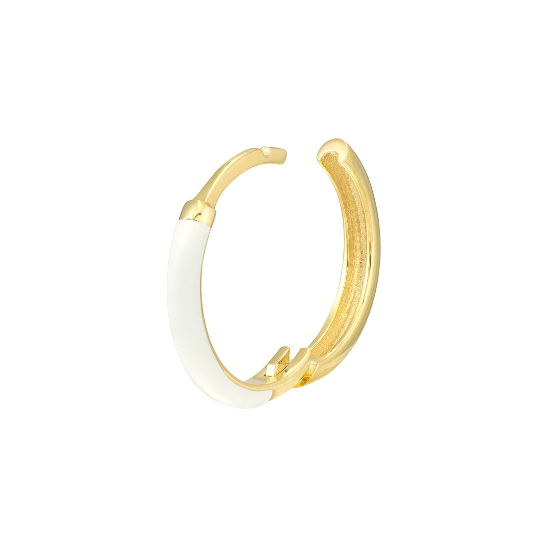 WHITE ENAMEL HOOP EARRINGS | 14K YELLOW GOLD | TM023390-14YDISC - Brownlee Jewelers