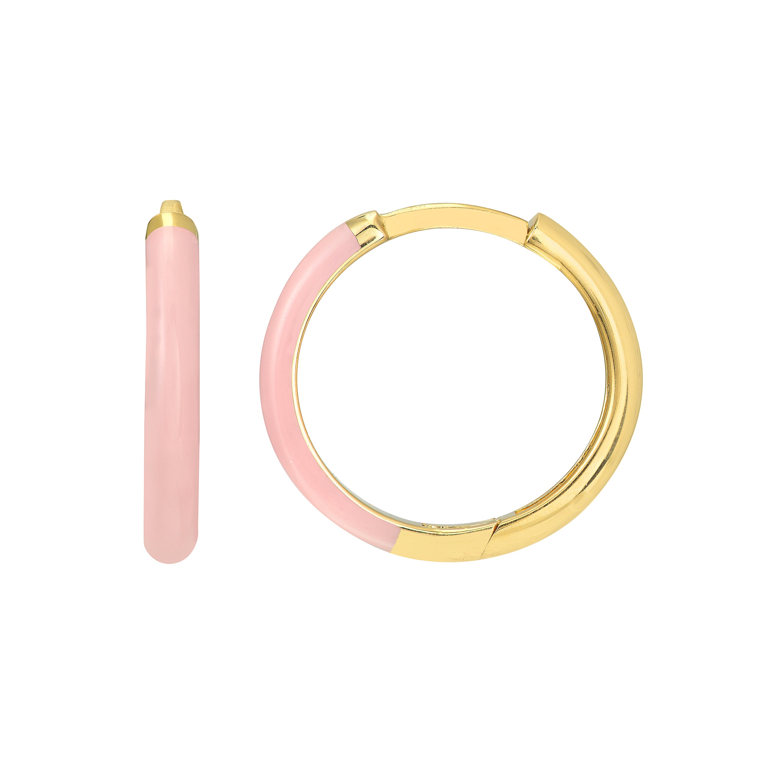 LIGHT PINK ENAMEL HOOP EARRINGS | 14K YELLOW GOLD | TM023398-14YDISC - Brownlee Jewelers