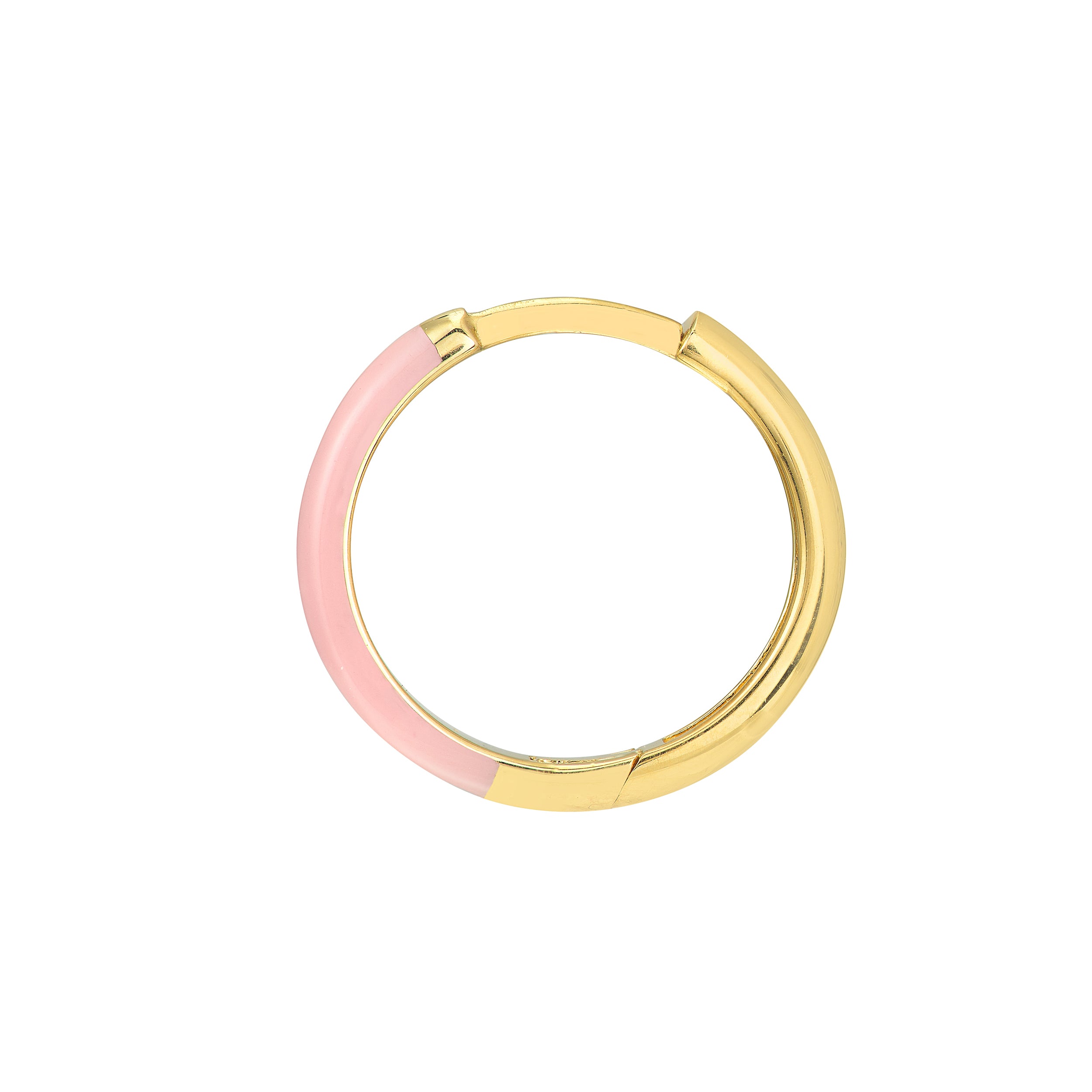 LIGHT PINK ENAMEL HOOP EARRINGS | 14K YELLOW GOLD | TM023398-14YDISC - Brownlee Jewelers