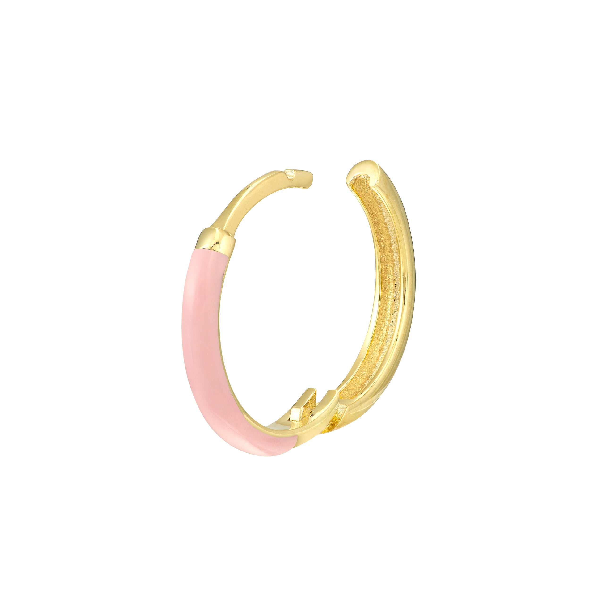 LIGHT PINK ENAMEL HOOP EARRINGS | 14K YELLOW GOLD | TM023398-14YDISC - Brownlee Jewelers
