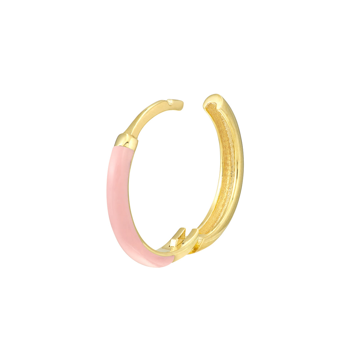 LIGHT PINK ENAMEL HOOP EARRINGS | 14K YELLOW GOLD | TM023398-14YDISC - Brownlee Jewelers