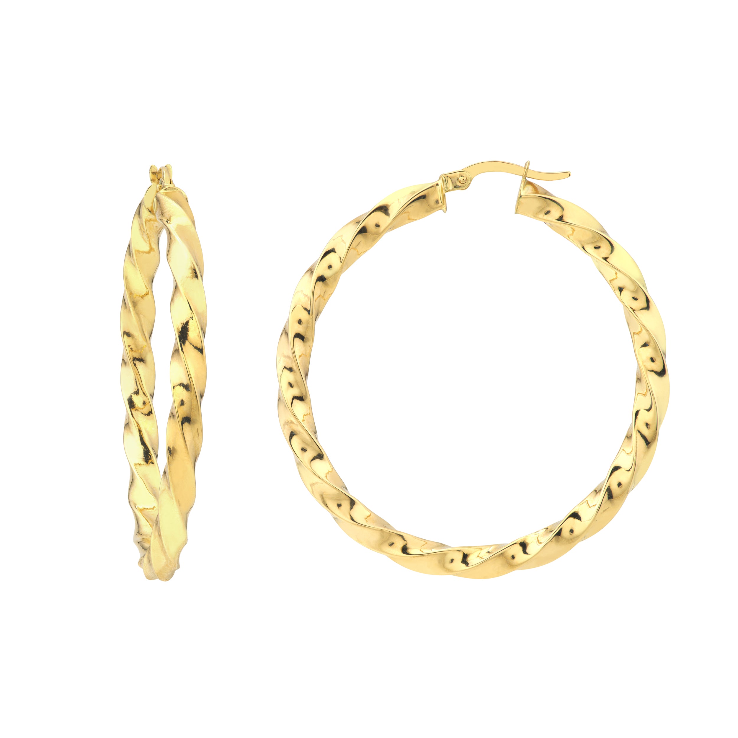 3MM X 35MM TWISTED HOOP EARRINGS | 14K YELLOW GOLD | TM023461-14Y - Brownlee Jewelers