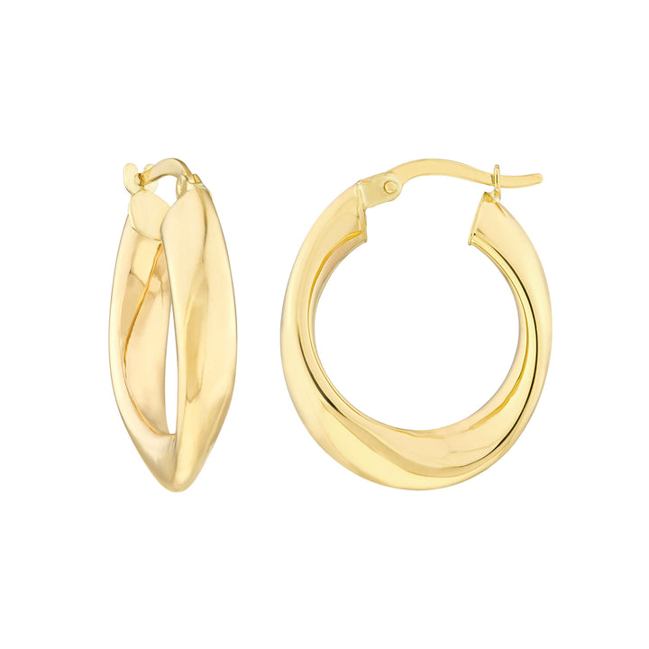 15MM POLISHED ROUND WAVE HOOP EARRINGS | 10K YELLOW GOLD | TM023507-10Y - Brownlee Jewelers