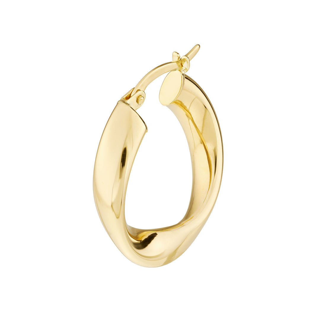 15MM POLISHED ROUND WAVE HOOP EARRINGS | 10K YELLOW GOLD | TM023507-10Y - Brownlee Jewelers