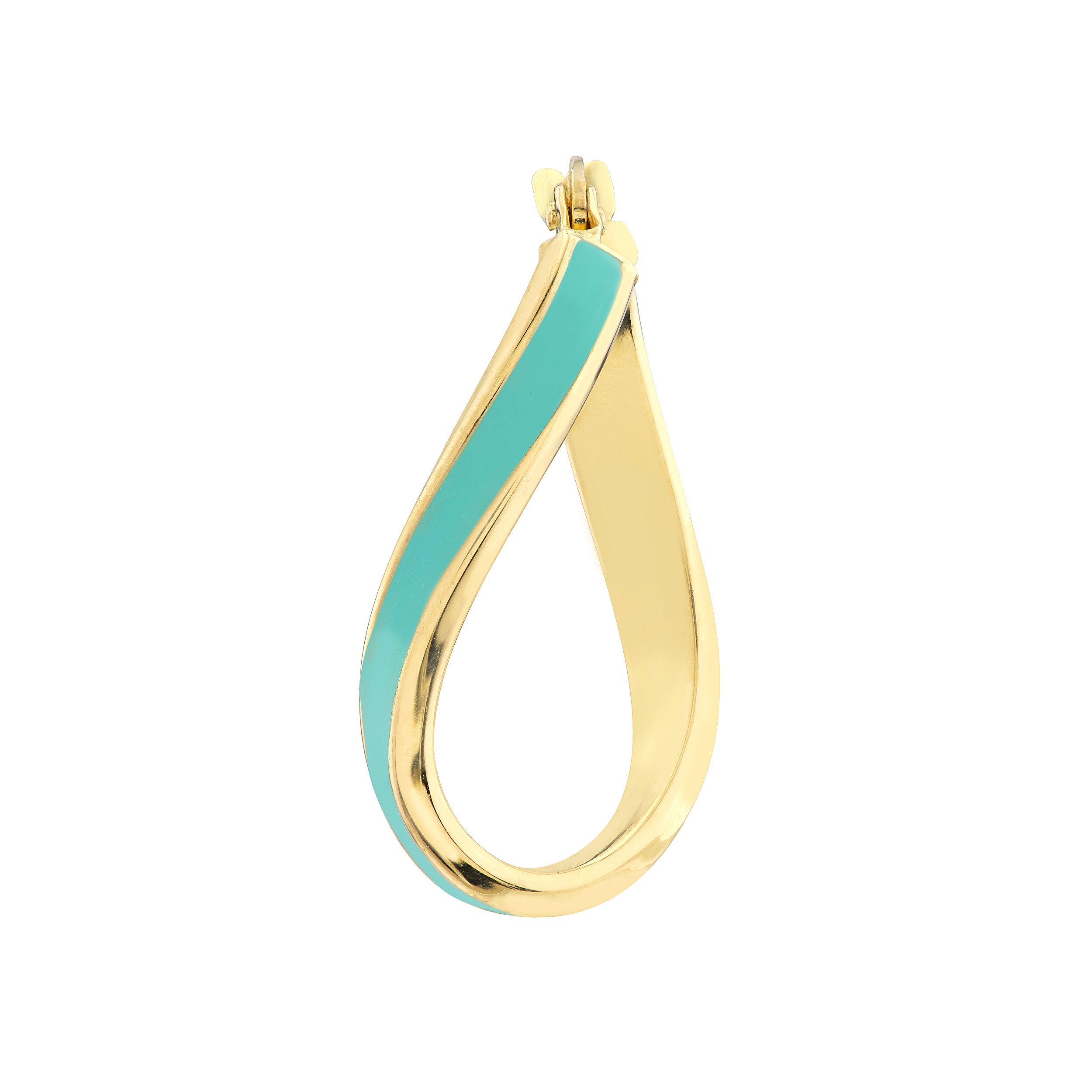 TWISTED TURQUOISE ENAMEL HOOP EARRINGS | 14K YELLOW GOLD | TM023528-14Y - Brownlee Jewelers