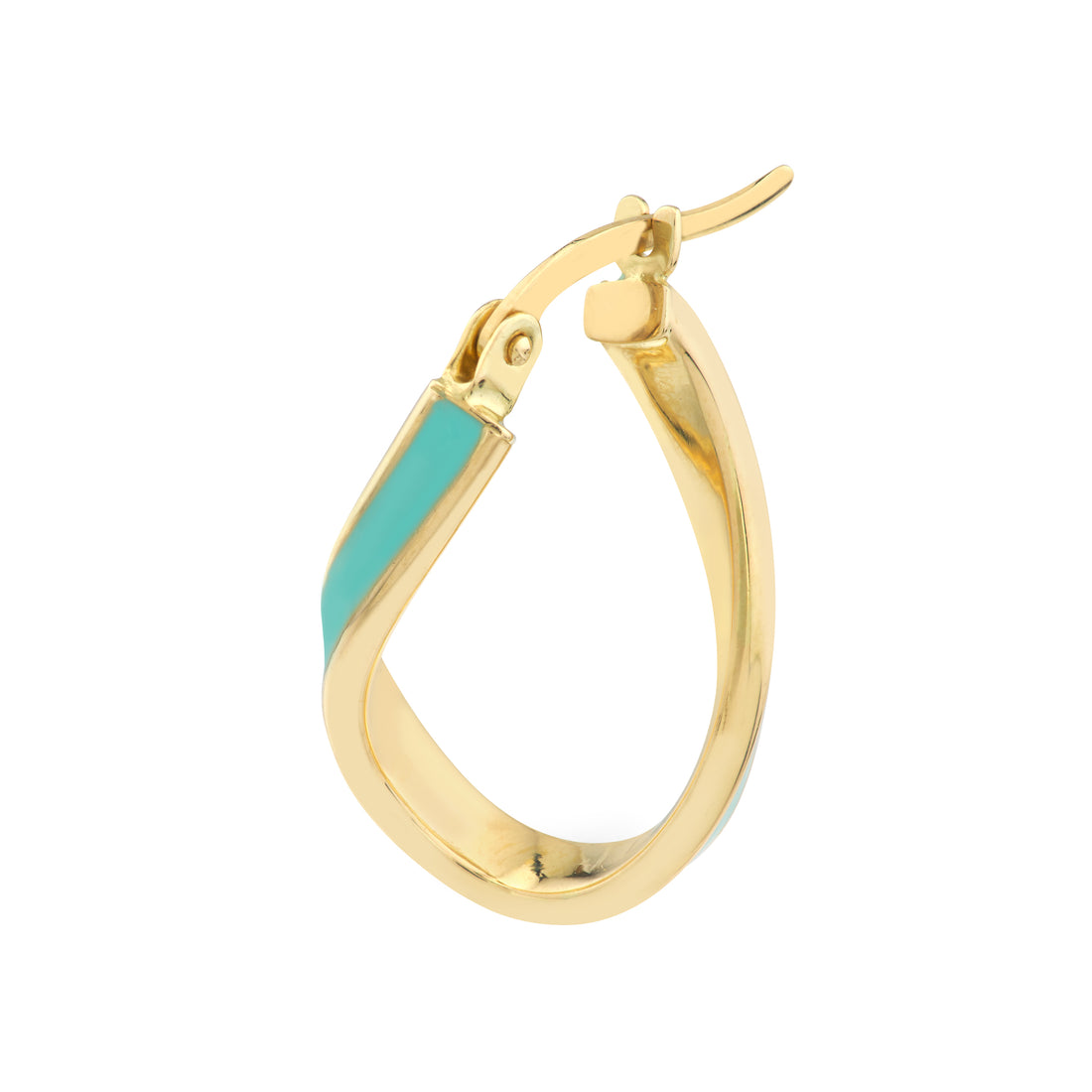 TWISTED TURQUOISE ENAMEL HOOP EARRINGS | 14K YELLOW GOLD | TM023528-14Y - Brownlee Jewelers