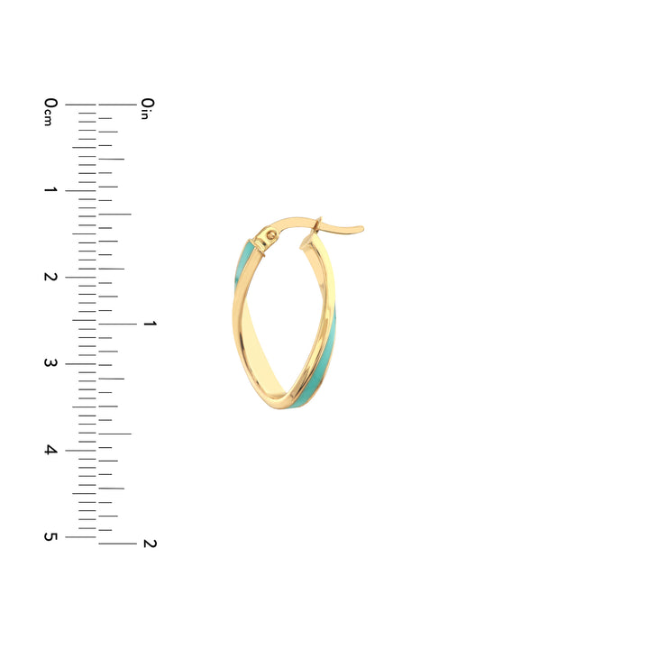 TWISTED TURQUOISE ENAMEL HOOP EARRINGS | 14K YELLOW GOLD | TM023528-14Y - Brownlee Jewelers