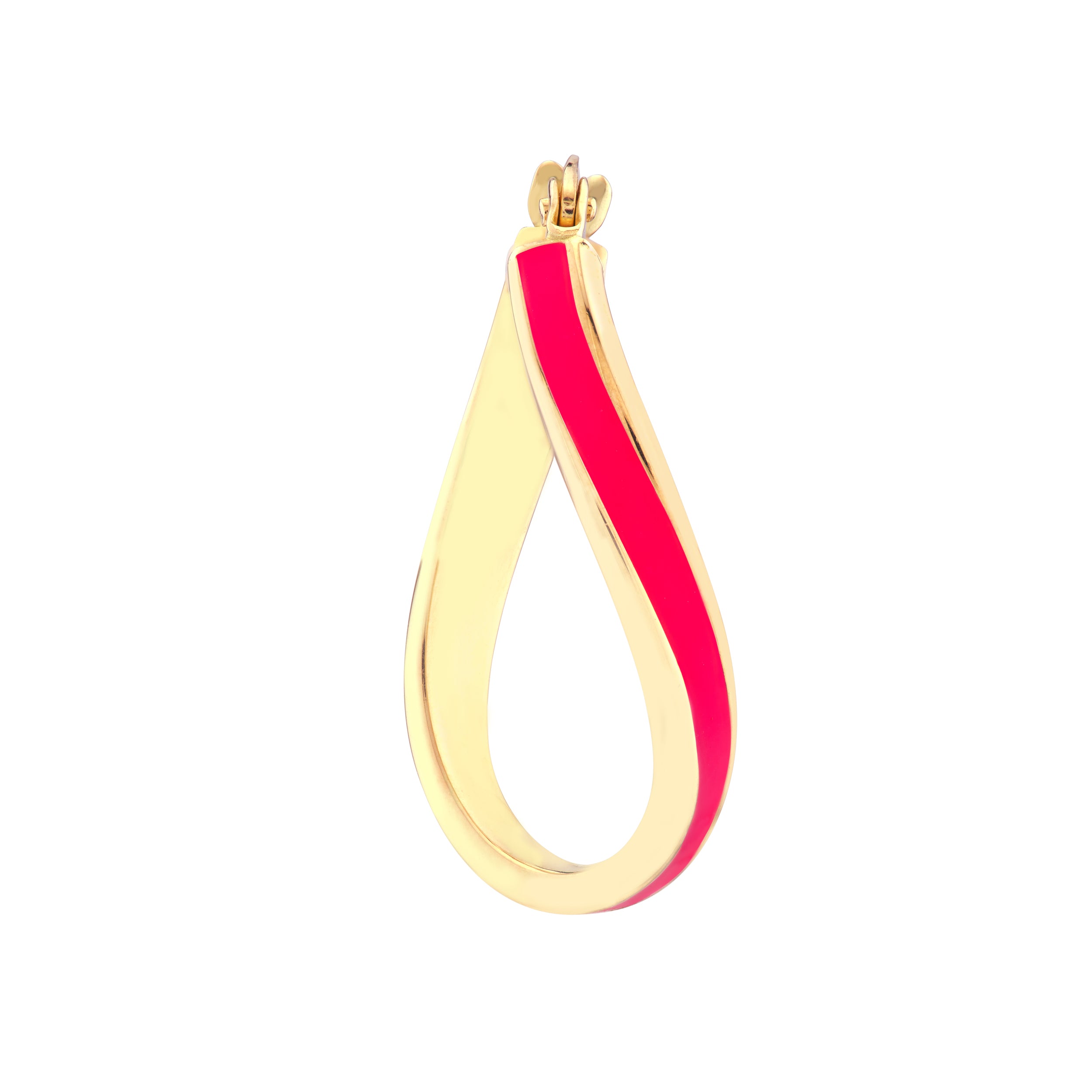 NEON PINK TWISTED ENAMEL HOOP EARRINGS | 14K YELLOW GOLD | TM023529-14Y - Brownlee Jewelers
