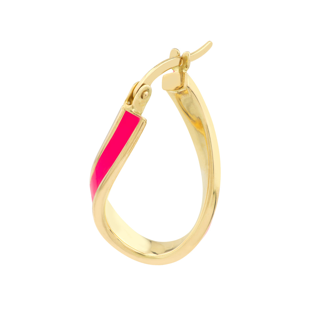 NEON PINK TWISTED ENAMEL HOOP EARRINGS | 14K YELLOW GOLD | TM023529-14Y - Brownlee Jewelers
