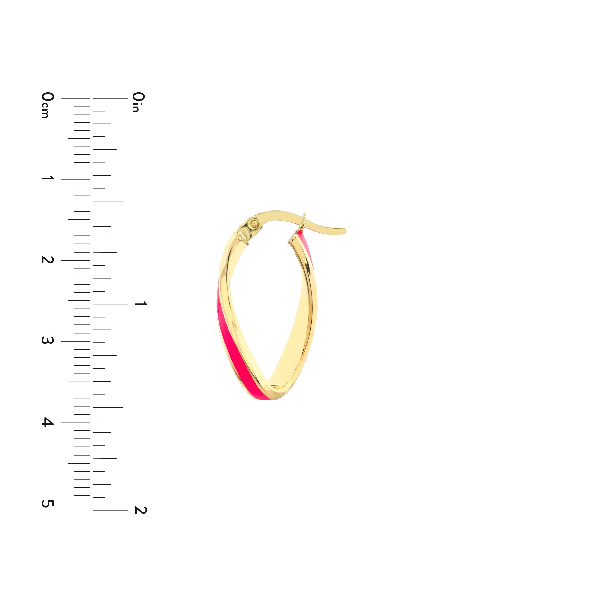 NEON PINK TWISTED ENAMEL HOOP EARRINGS | 14K YELLOW GOLD | TM023529-14Y - Brownlee Jewelers