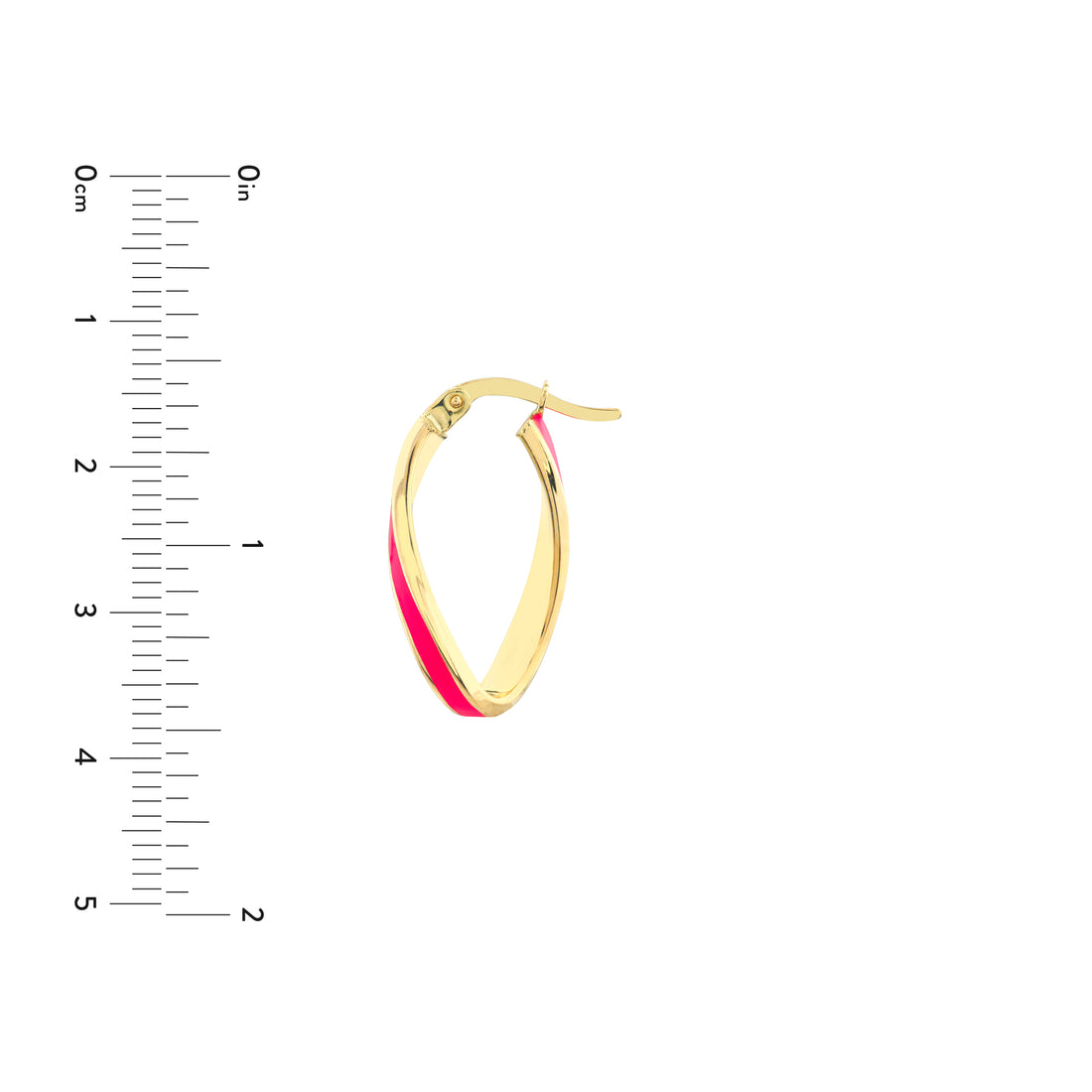 NEON PINK TWISTED ENAMEL HOOP EARRINGS | 14K YELLOW GOLD | TM023529-14Y - Brownlee Jewelers
