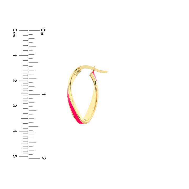 NEON PINK TWISTED ENAMEL HOOP EARRINGS | 14K YELLOW GOLD | TM023529-14Y - Brownlee Jewelers